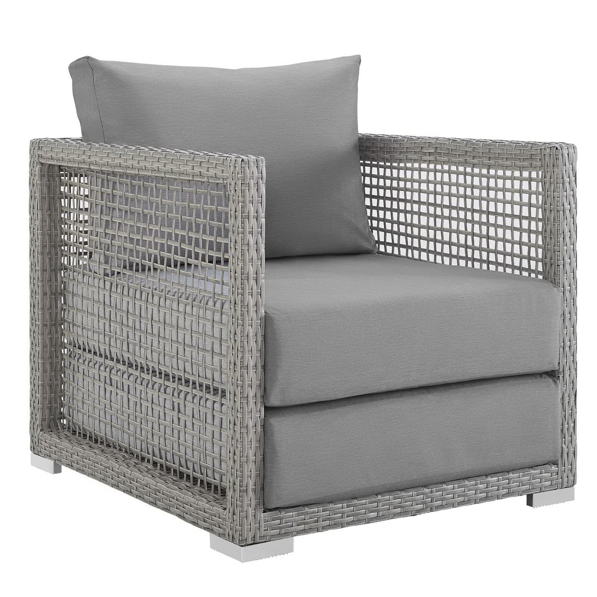 Aura 3 Piece Outdoor Patio Wicker Rattan Set, Gray Gray