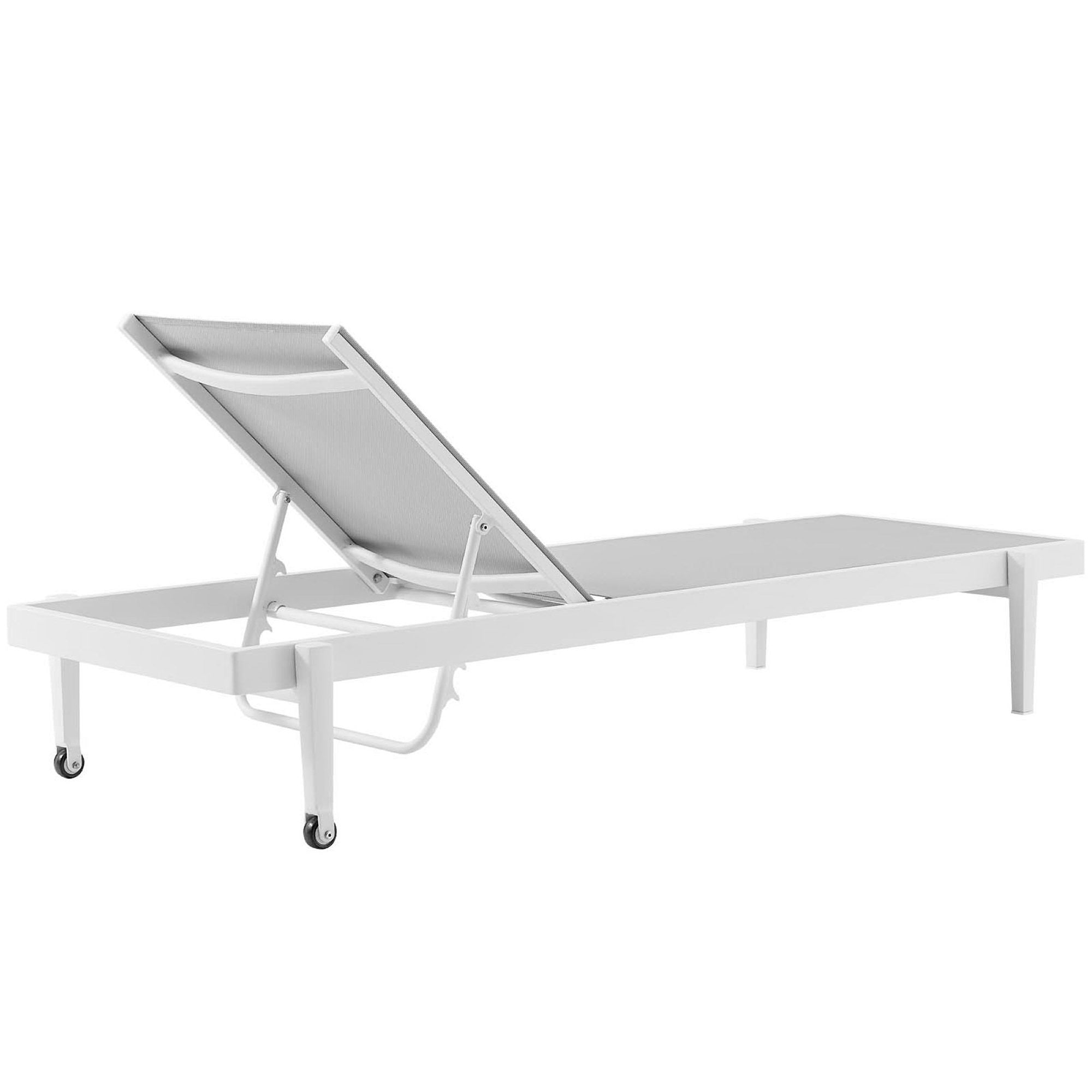 Charleston Outdoor Patio Chaise Lounge Chair, White Gray