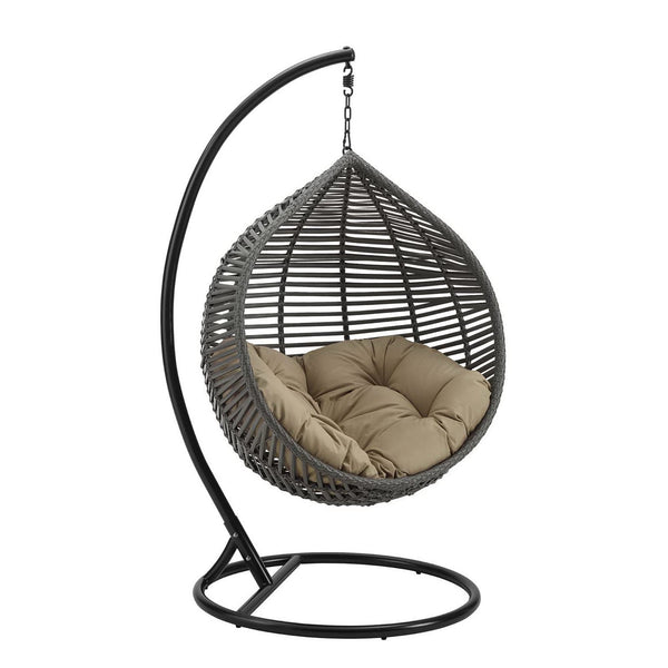 Garner Teardrop Outdoor Patio Swing Chair, Gray Mocha