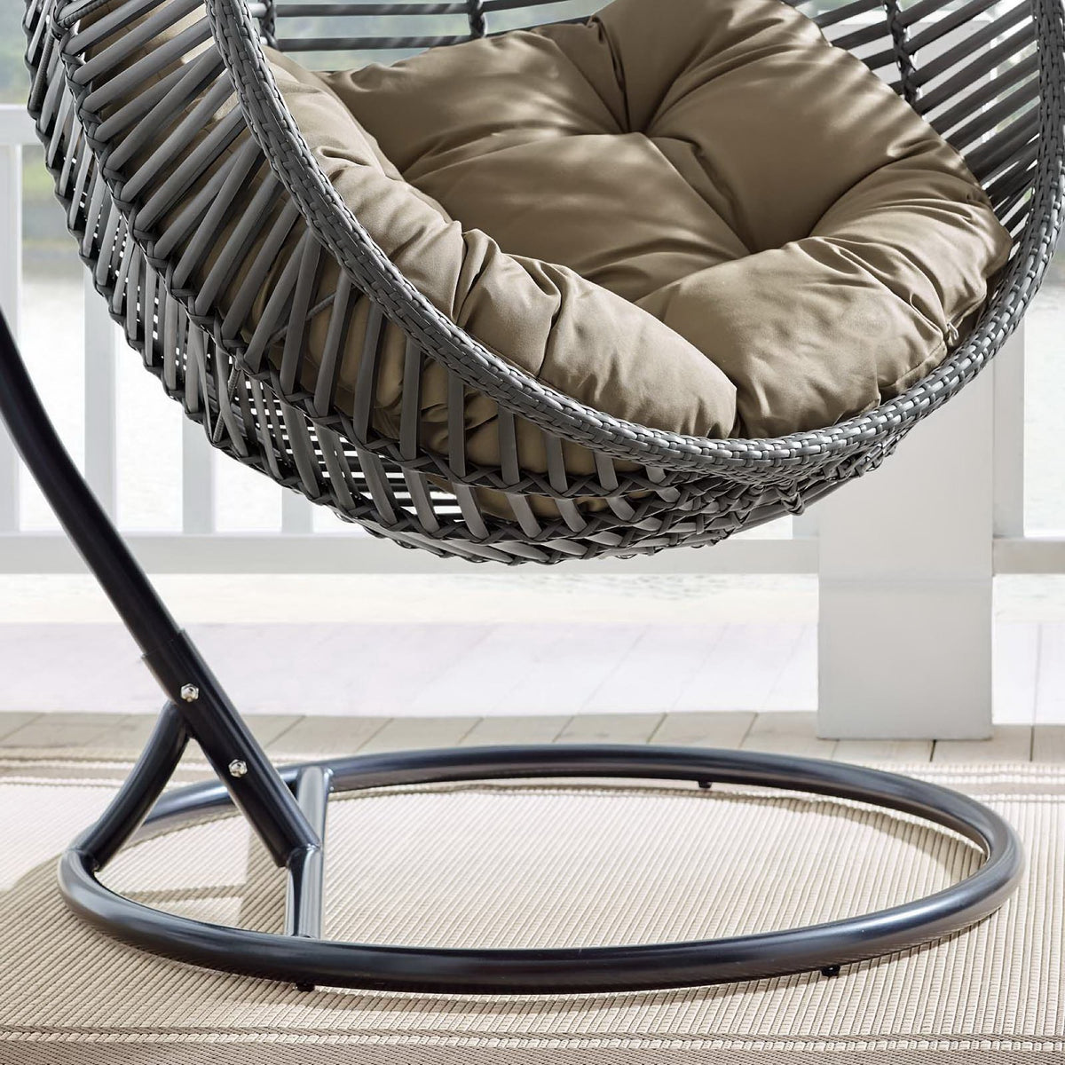 Garner Teardrop Outdoor Patio Swing Chair, Gray Mocha