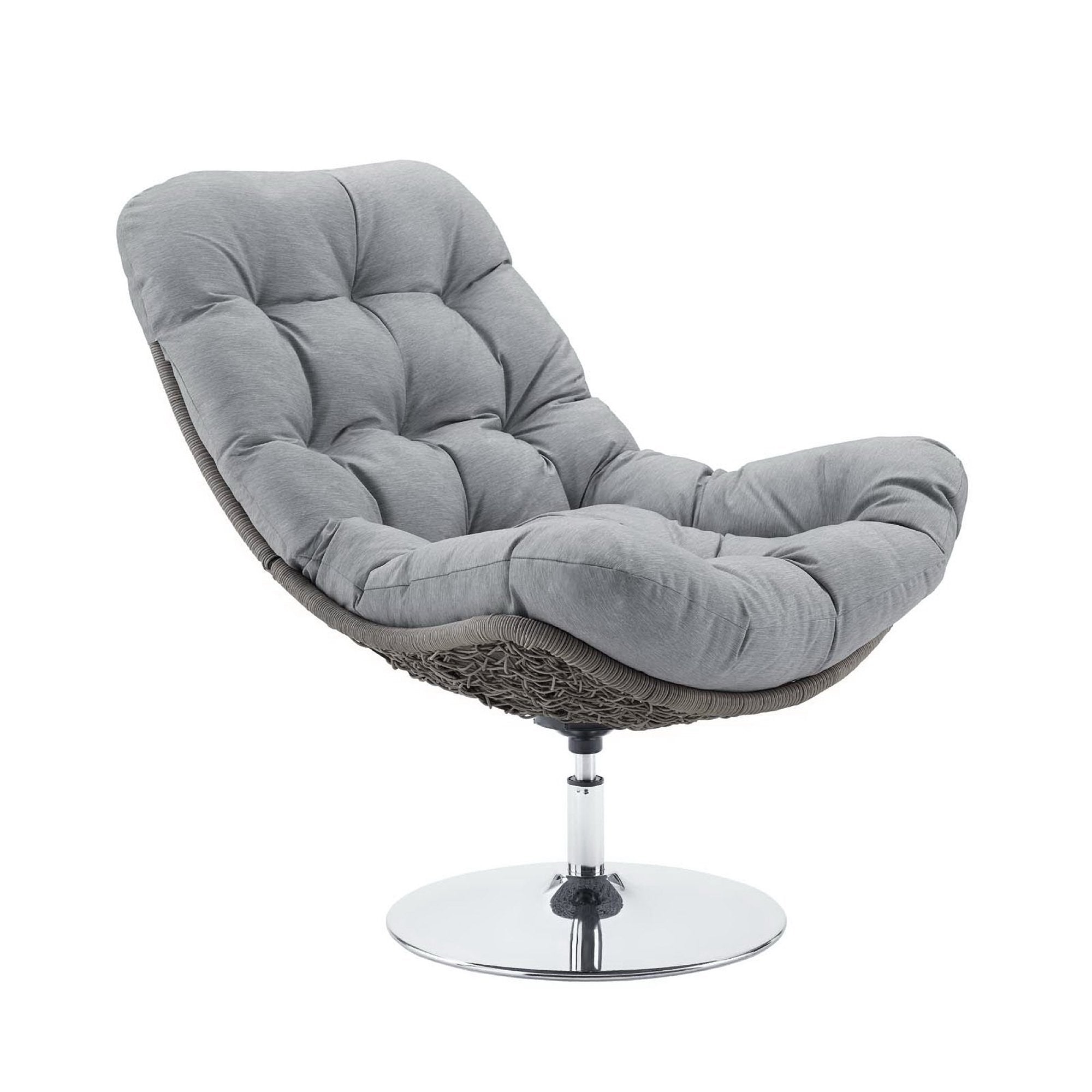 Brighton Wicker Rattan Outdoor Patio Swivel Lounge Chair, Light Gray Gray