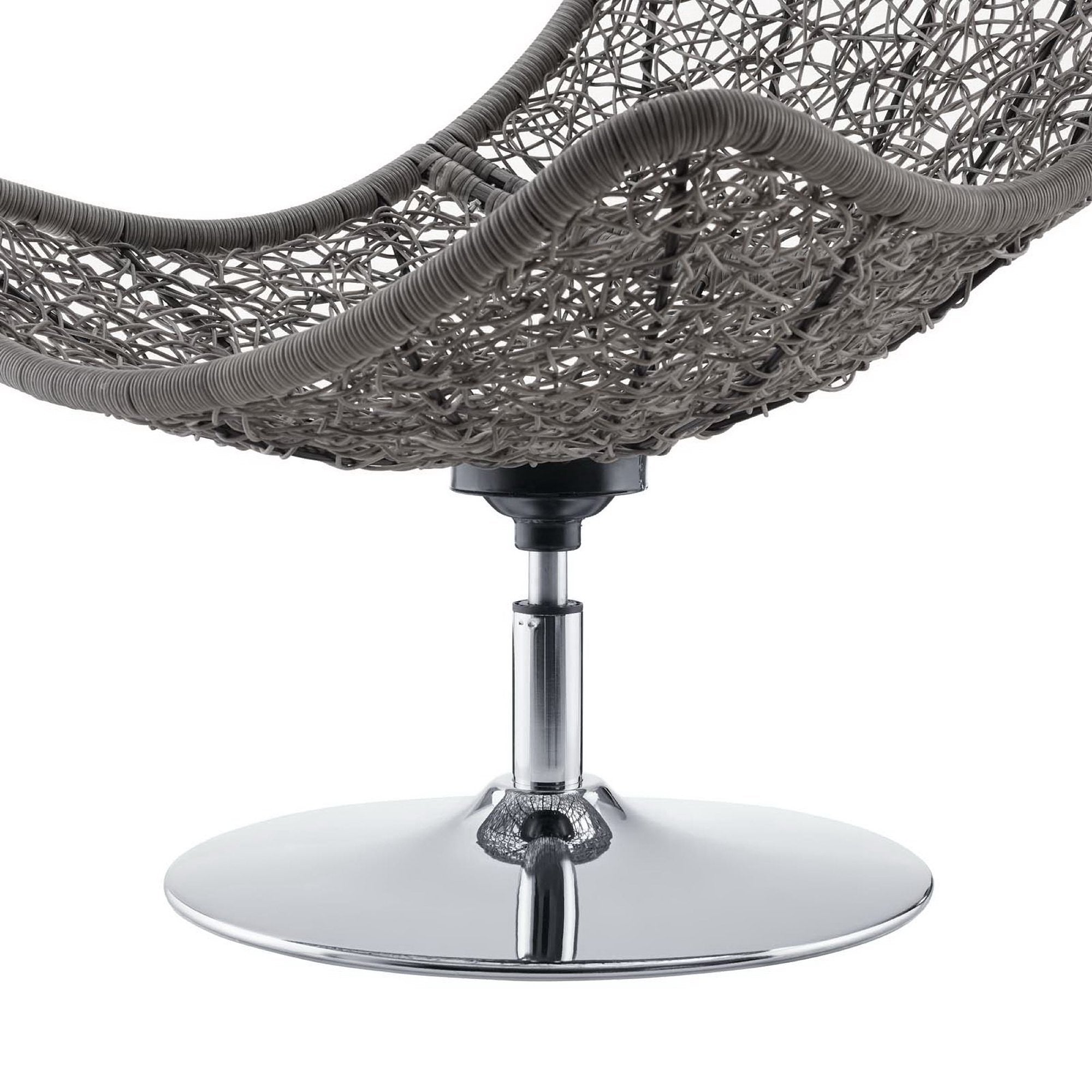Brighton Wicker Rattan Outdoor Patio Swivel Lounge Chair, Light Gray Navy