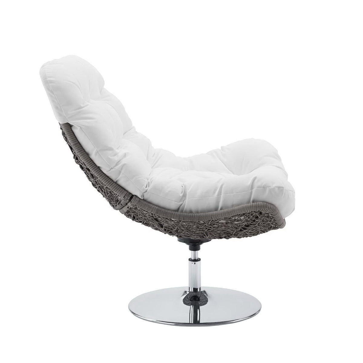 Brighton Wicker Rattan Outdoor Patio Swivel Lounge Chair, Light Gray White