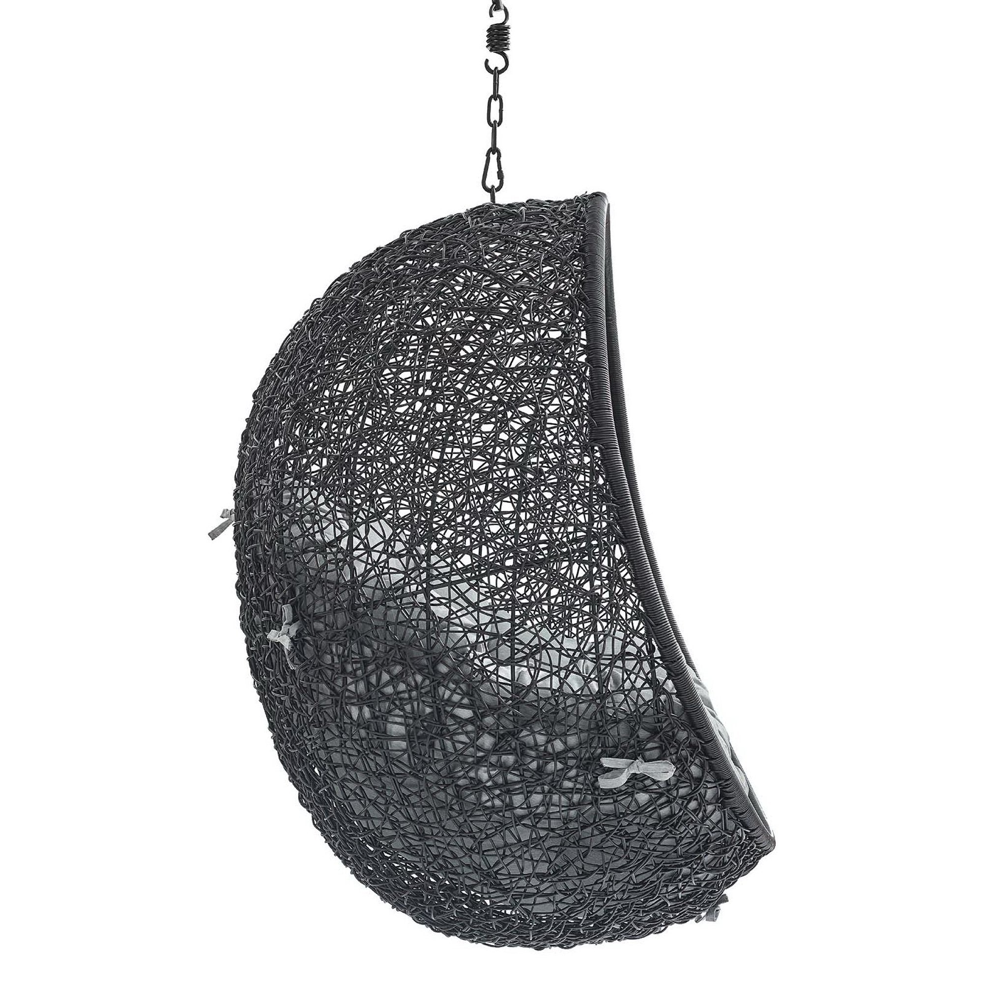 Encase Sunbrella® Fabric Swing Outdoor Patio Lounge Chair Without Stand, Black Gray