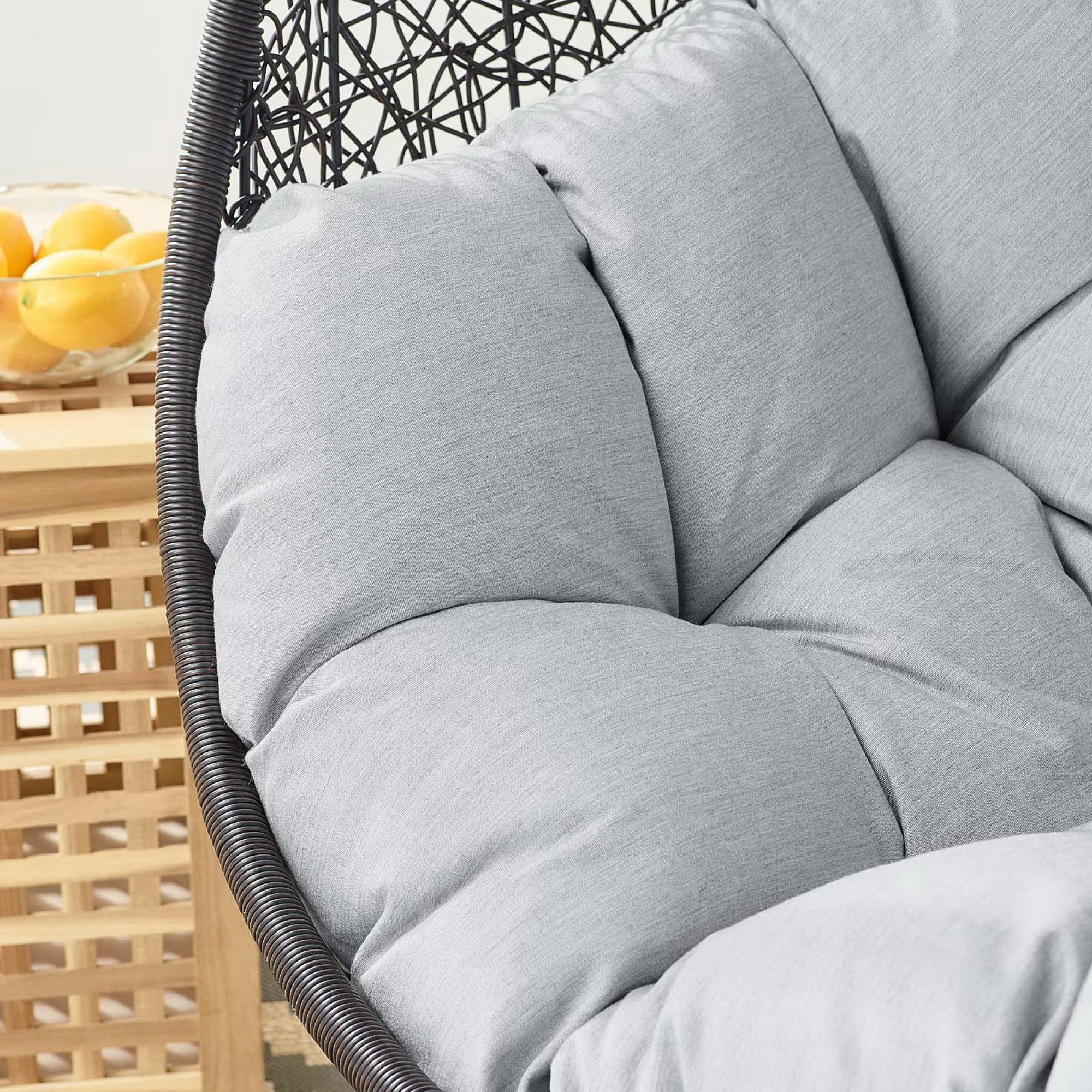 Encase Sunbrella® Fabric Swing Outdoor Patio Lounge Chair Without Stand, Black Gray
