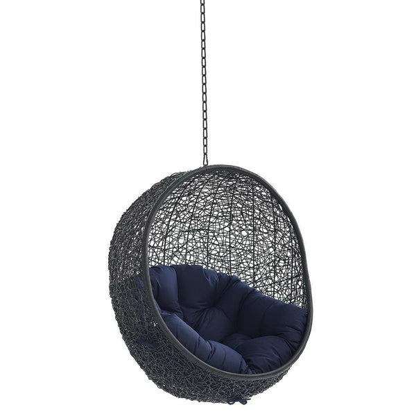 Encase Sunbrella® Fabric Swing Outdoor Patio Lounge Chair Without Stand, Black Navy