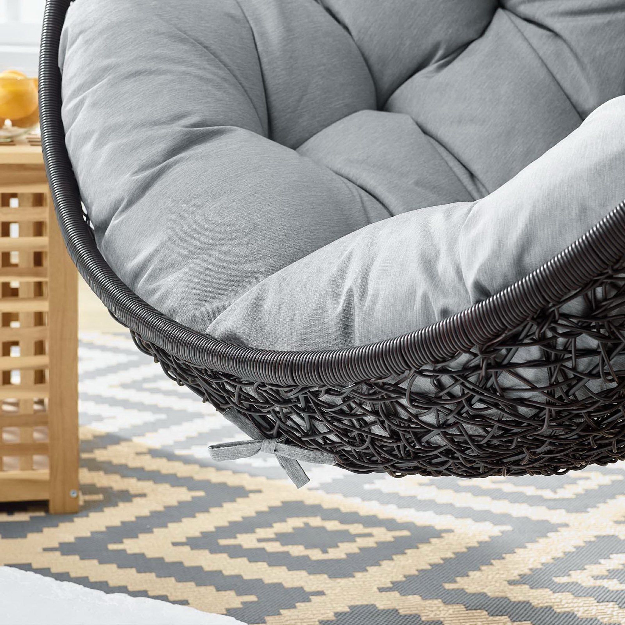 Encase Swing Outdoor Patio Lounge Chair Without Stand, Black Gray