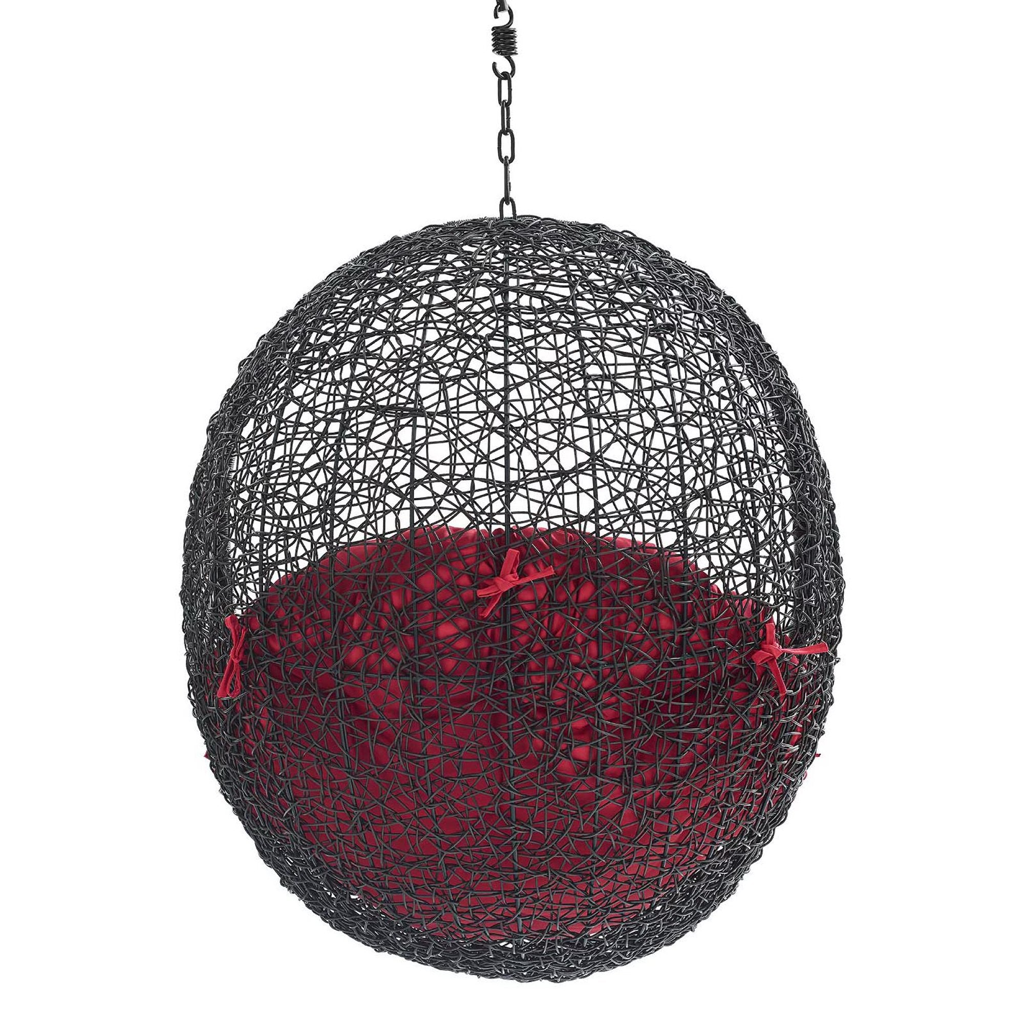 Encase Swing Outdoor Patio Lounge Chair Without Stand, Black Red