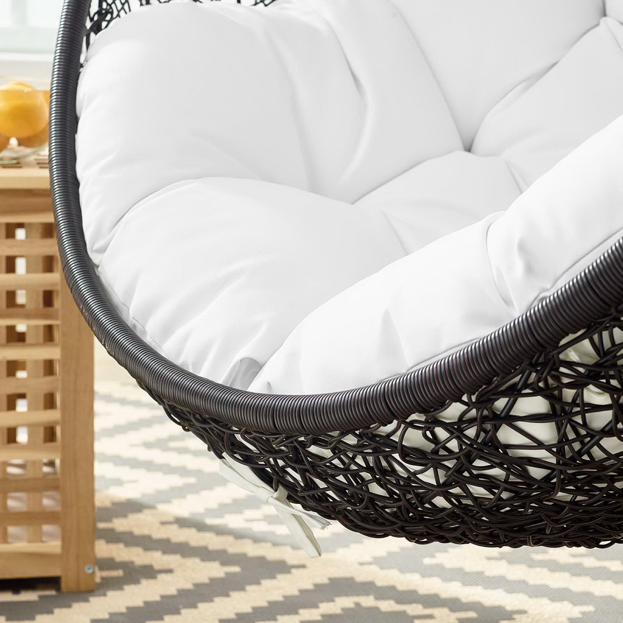 Encase Swing Outdoor Patio Lounge Chair Without Stand, Black White