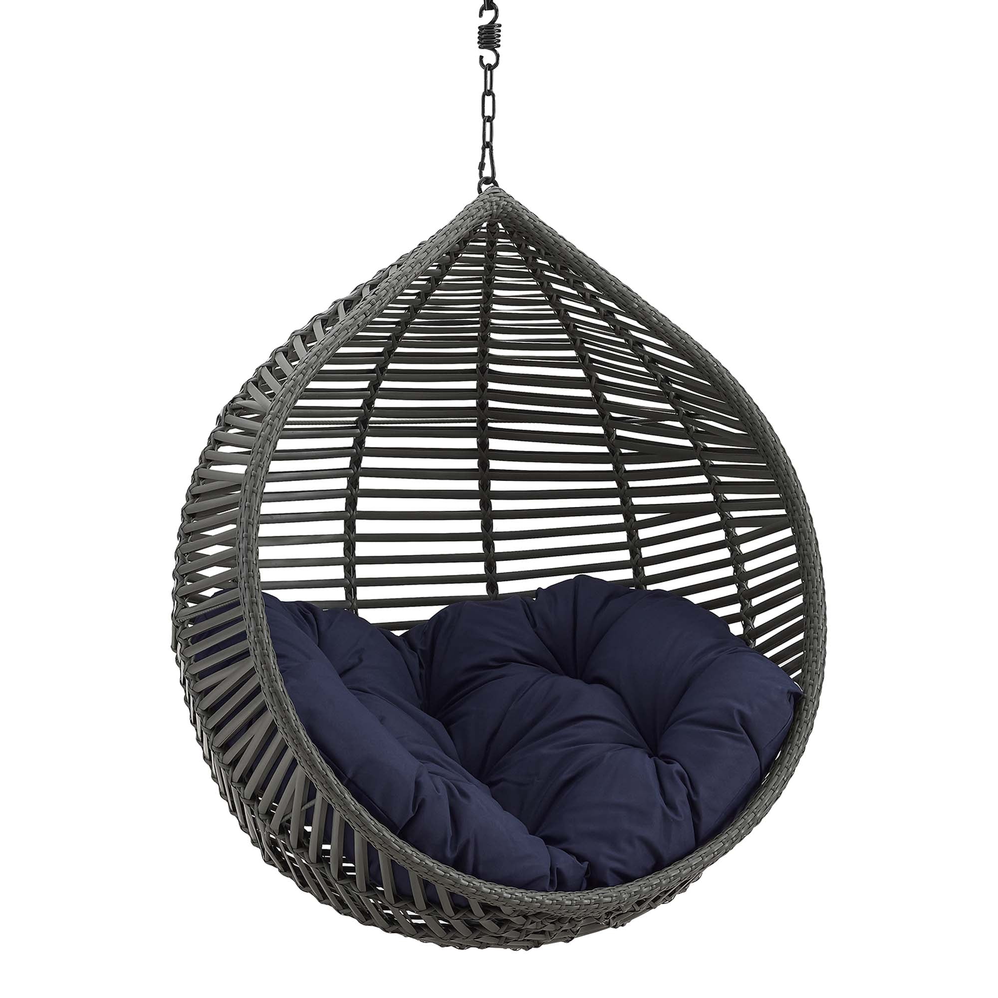 Garner Teardrop Outdoor Patio Swing Chair Without Stand, Gray Navy