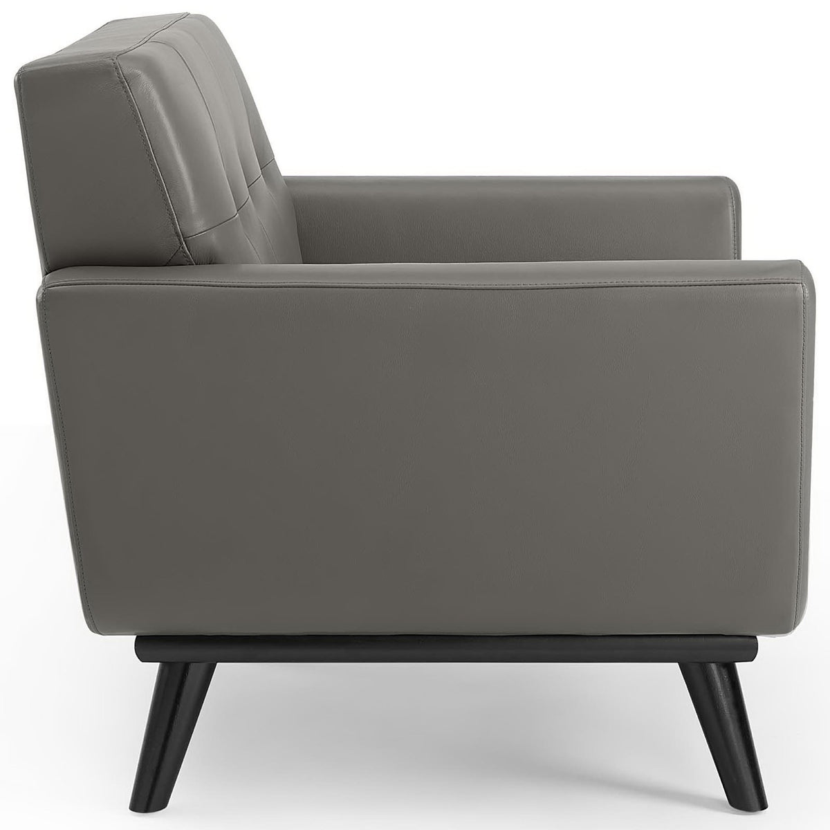 Engage Top-Grain Leather Living Room Lounge Accent Armchair, Gray