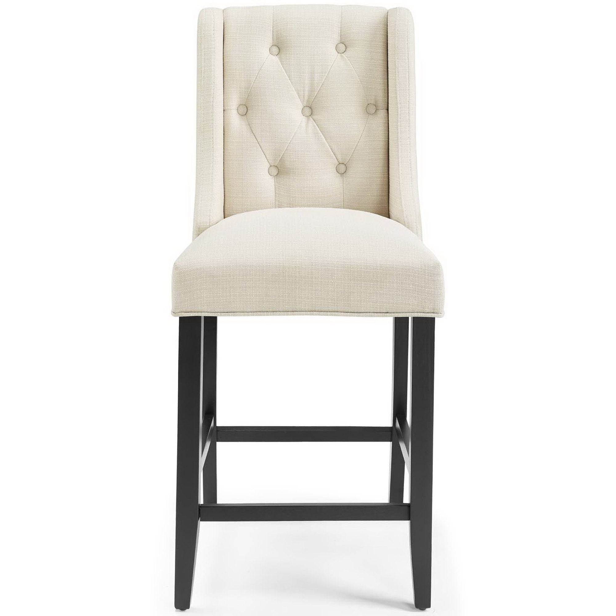 Baronet Tufted Button Upholstered Fabric Counter Stool, Beige