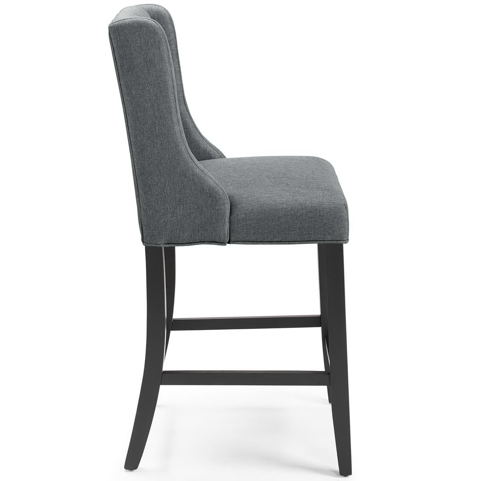 Baronet Tufted Button Upholstered Fabric Counter Stool, Gray