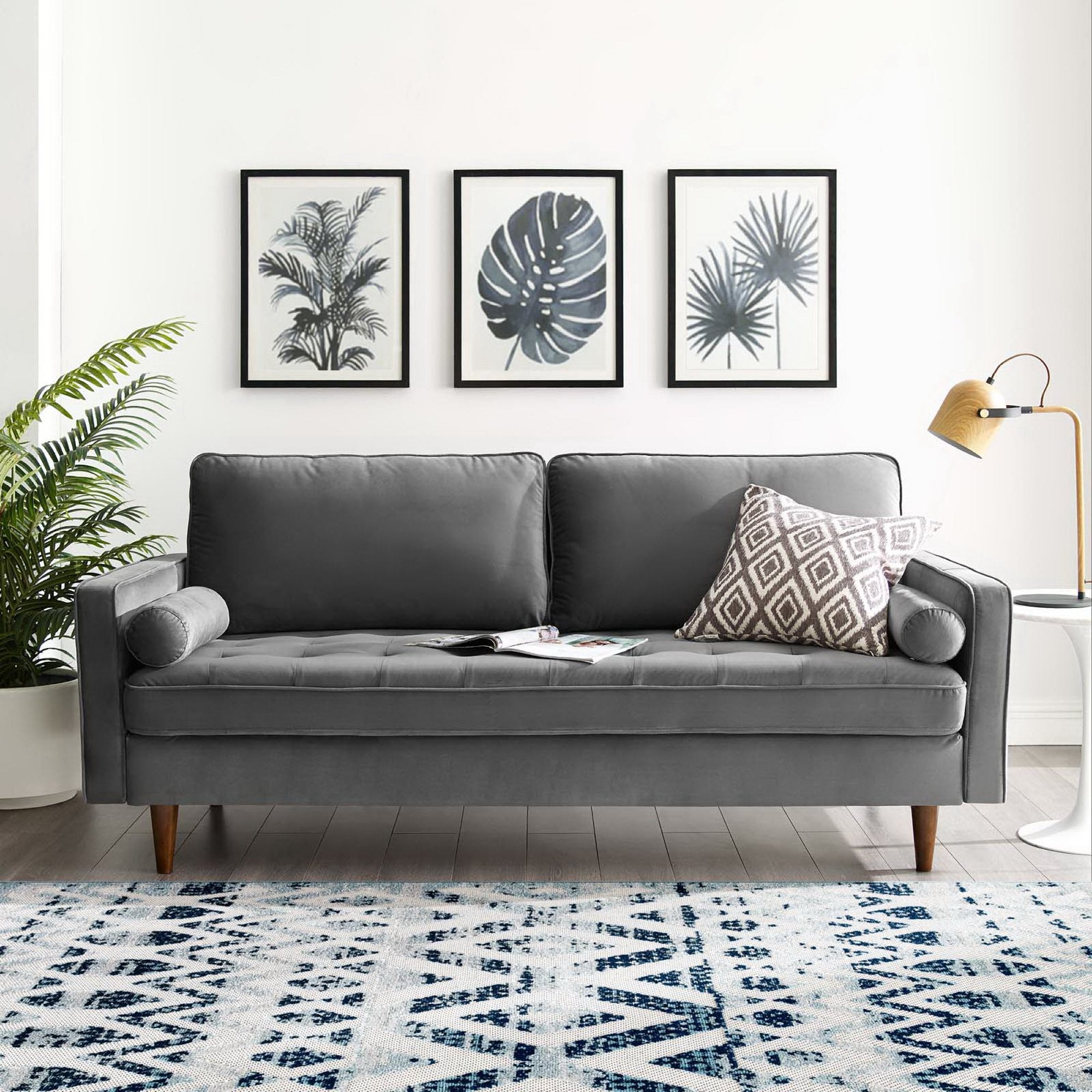Valour Performance Velvet Sofa, Gray