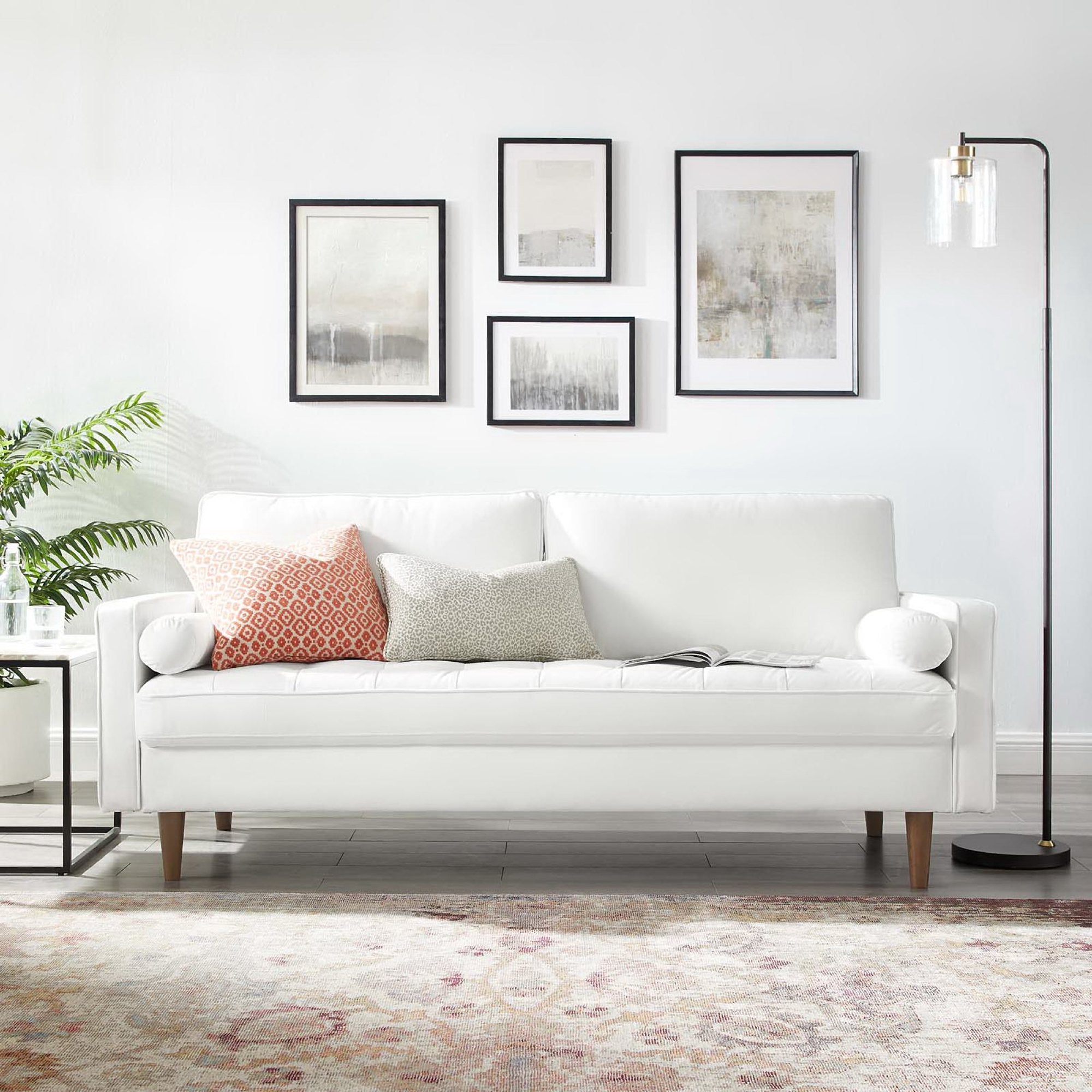 Valour Performance Velvet Sofa, White