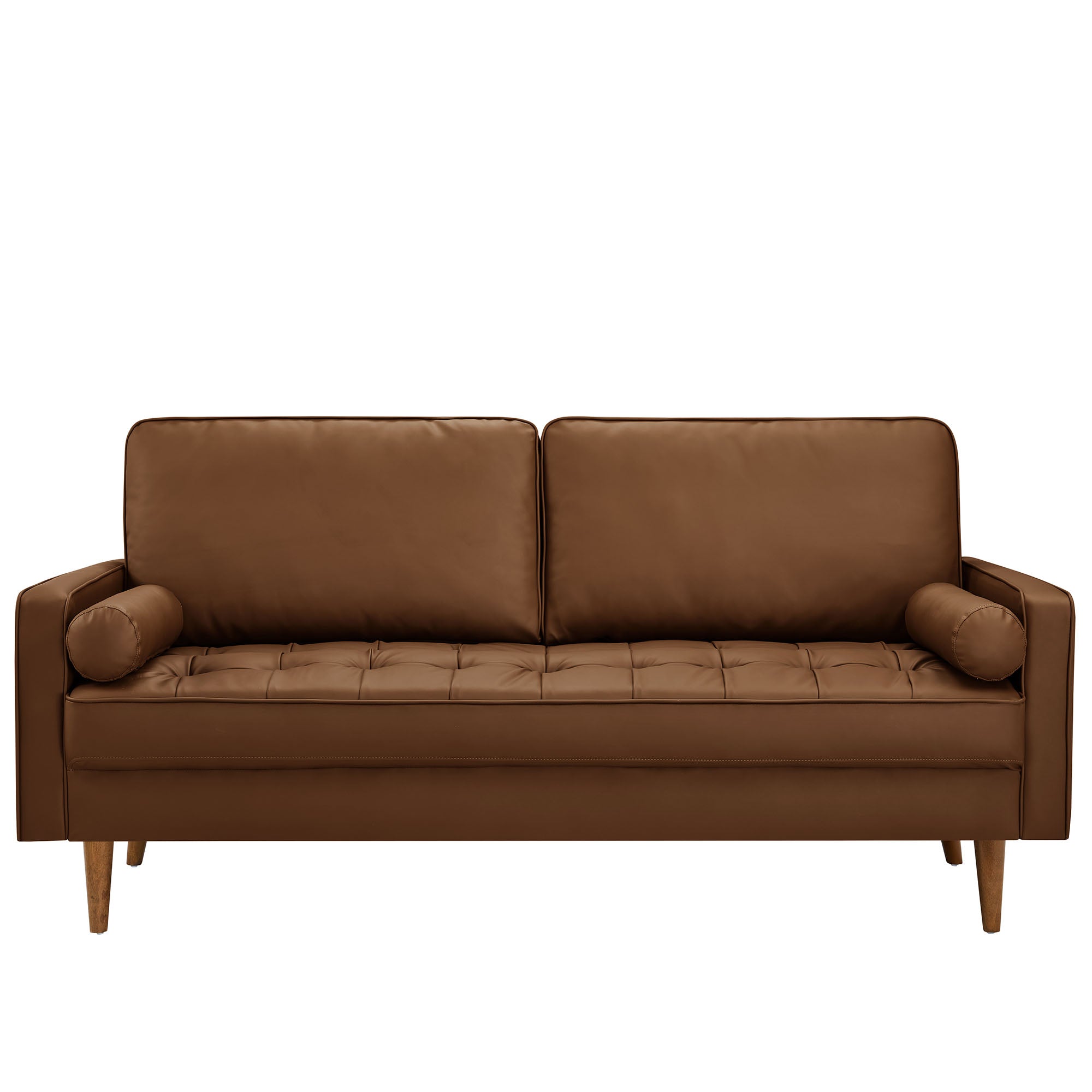 Valour Tufted Vegan Leather Sofa, Brown