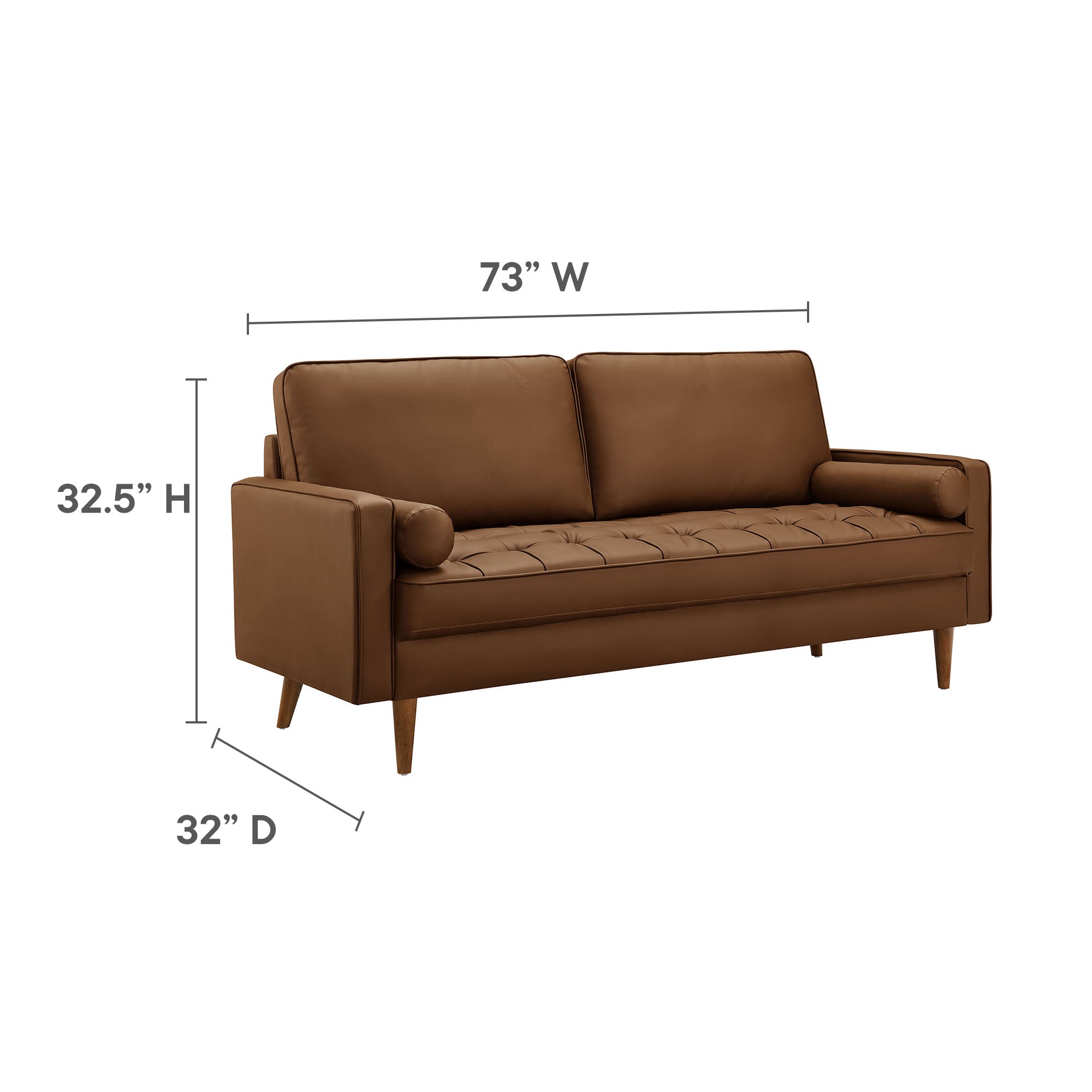 Valour Tufted Vegan Leather Sofa, Brown