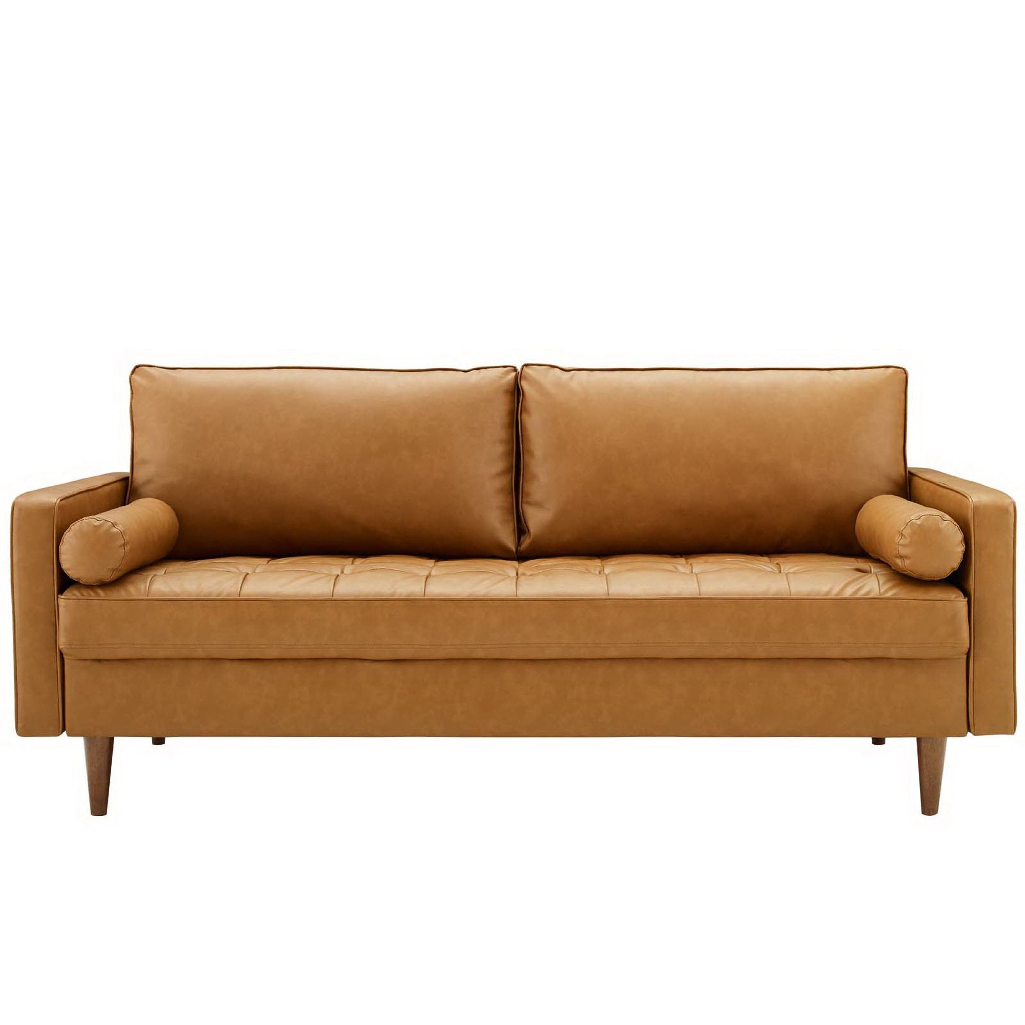 Valour Tufted Vegan Leather Sofa, Tan