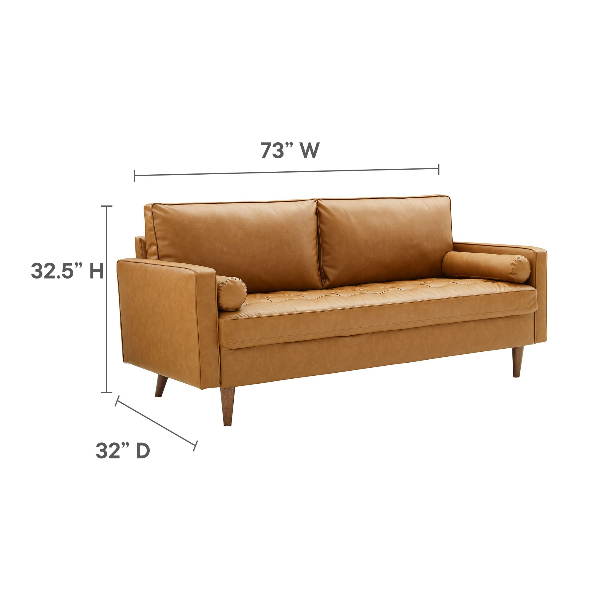 Valour Tufted Vegan Leather Sofa, Tan