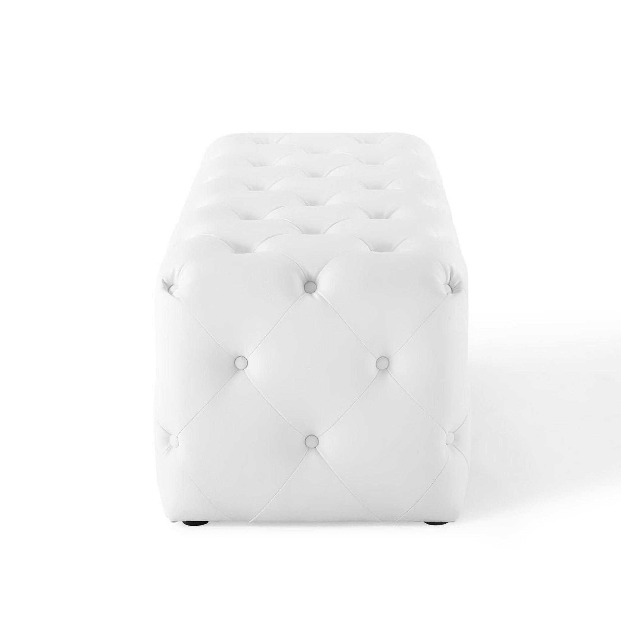 Amour 48" Tufted Button Entryway Faux Leather Bench, White