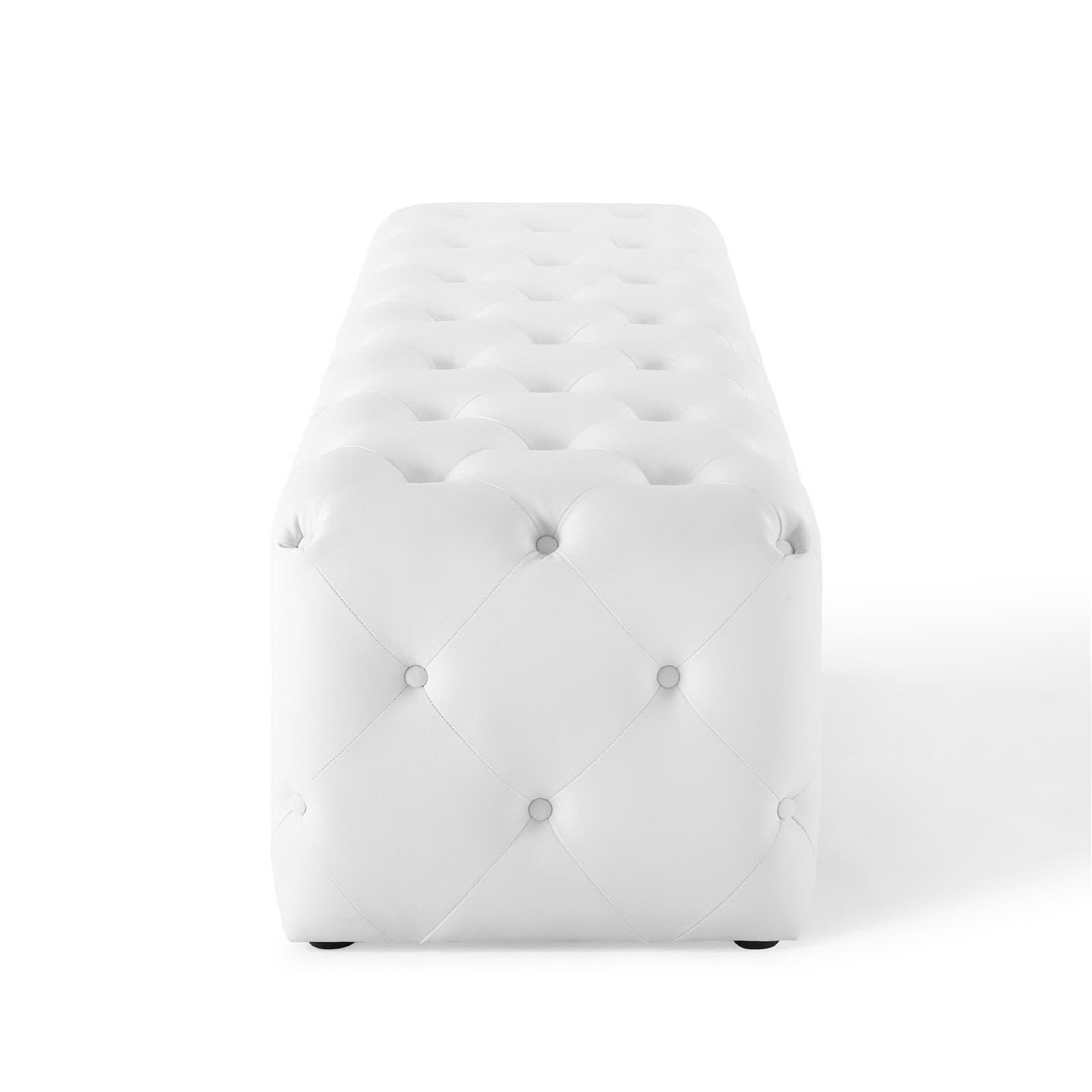 Amour 72" Tufted Button Entryway Faux Leather Bench, White