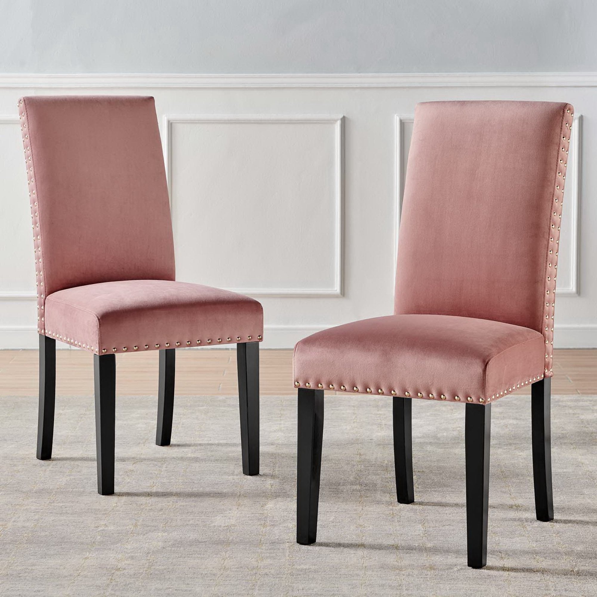 Parcel Performance Velvet Dining Side Chairs Set of 2, Dusty Rose