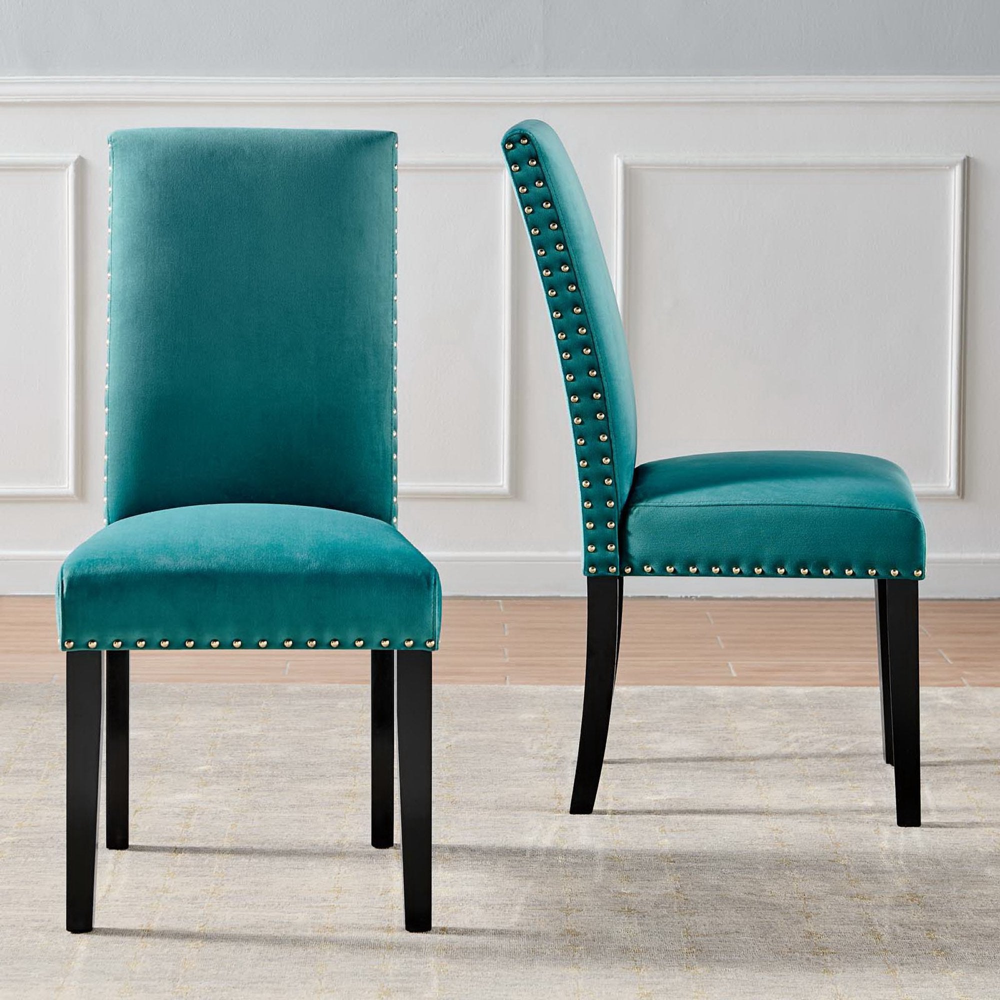 Parcel Performance Velvet Dining Side Chairs Set of 2, Teal