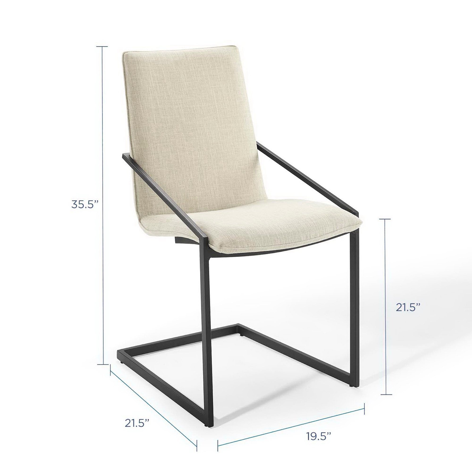 Pitch Upholstered Fabric Dining Armchair Set of 2, Black Beige