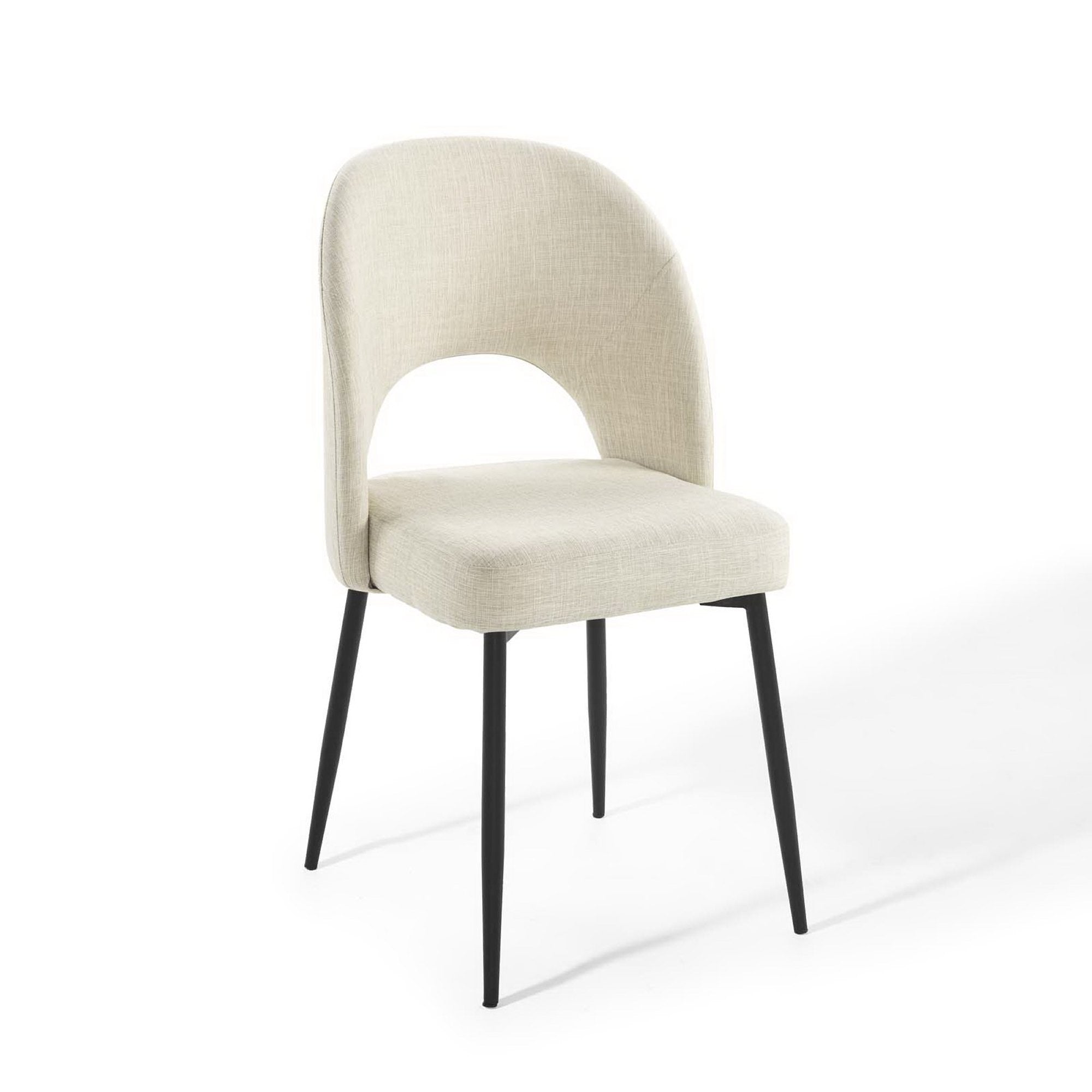 Rouse Upholstered Fabric Dining Side Chair, Black Beige