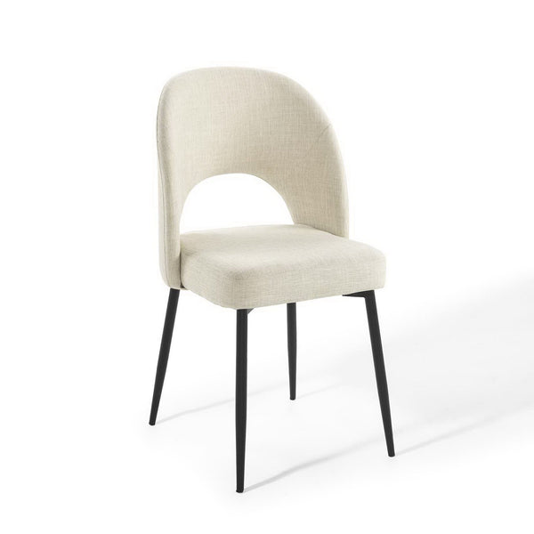 Rouse Upholstered Fabric Dining Side Chair, Black Beige