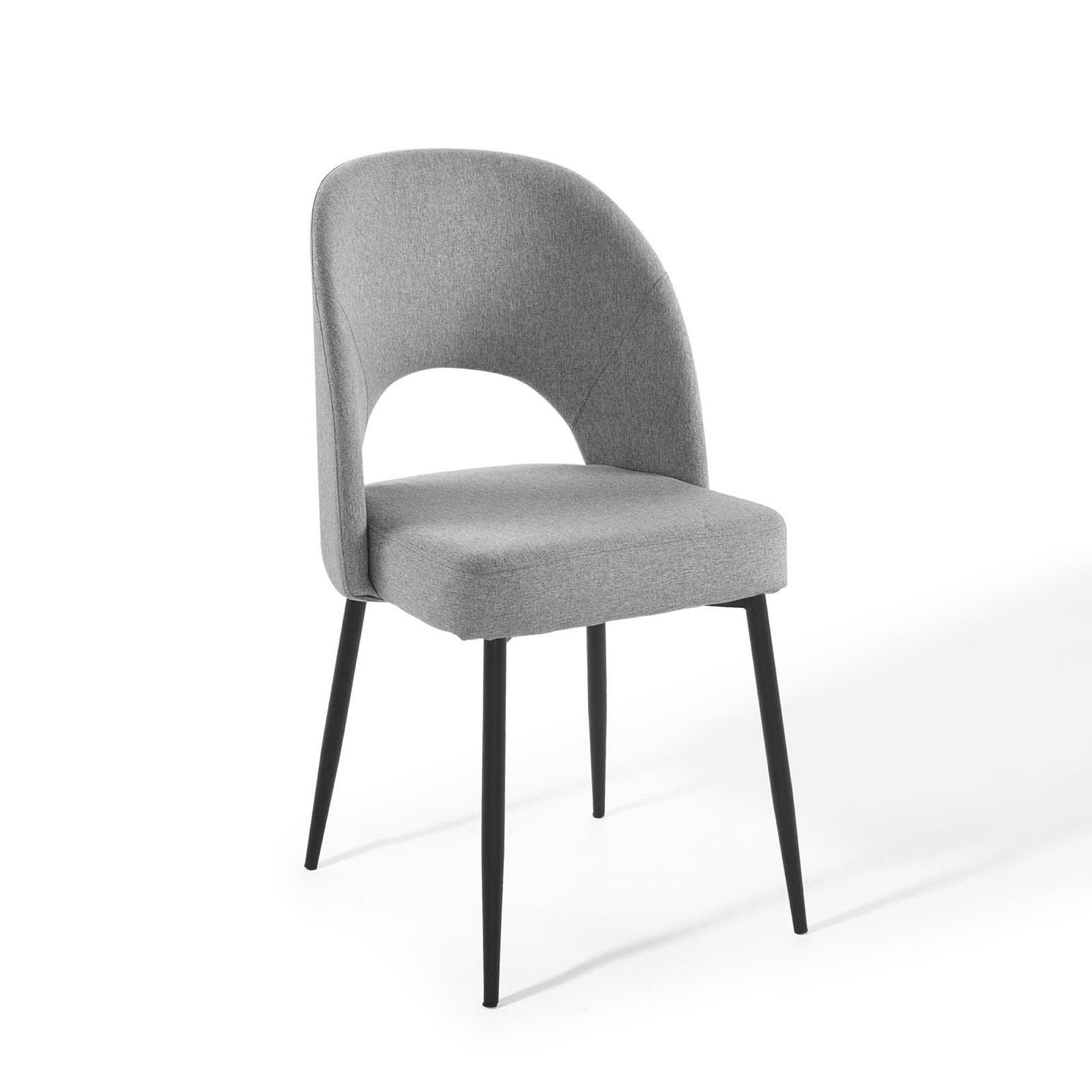 Rouse Upholstered Fabric Dining Side Chair, Black Light Gray