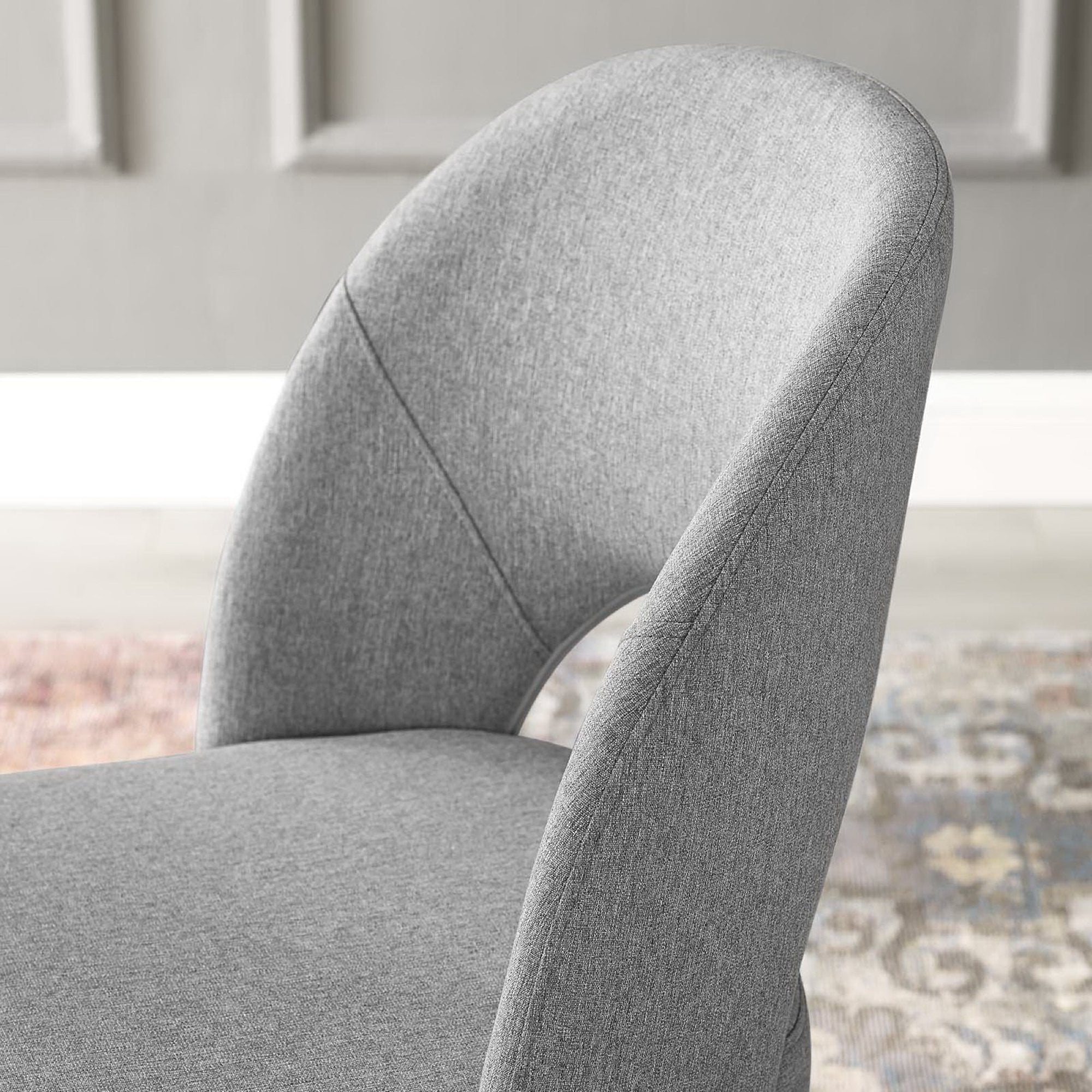 Rouse Upholstered Fabric Dining Side Chair, Black Light Gray