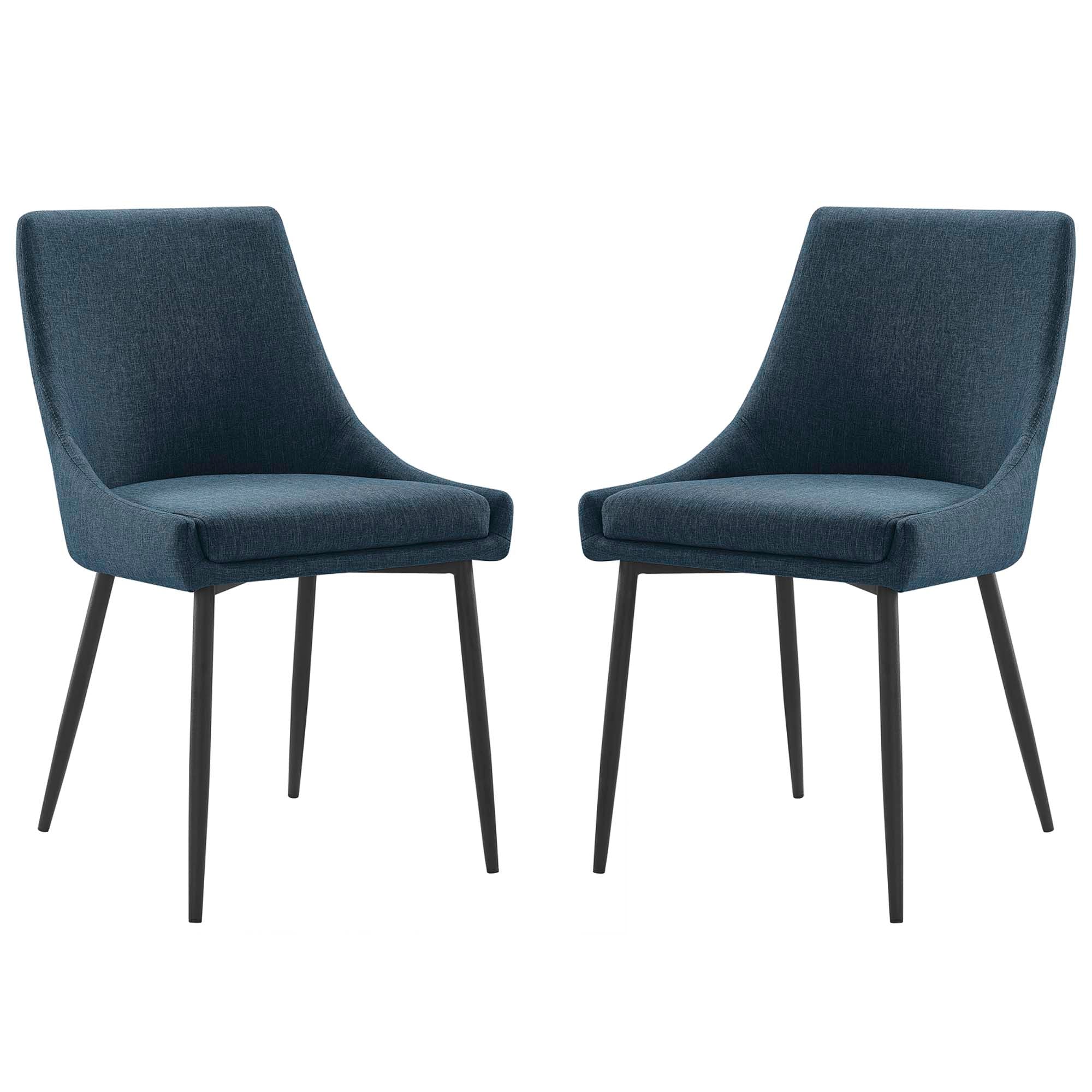 Viscount Upholstered Fabric Dining Chairs Set of 2, Black Azure