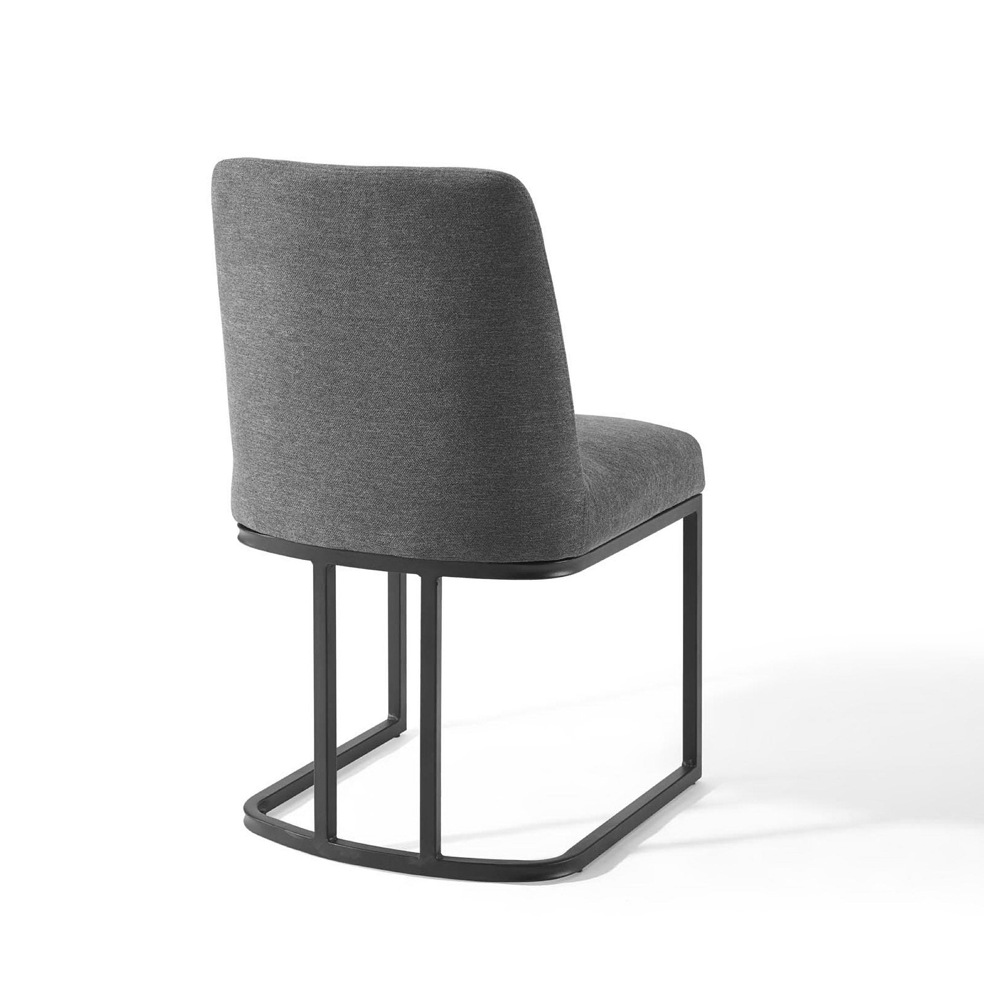 Amplify Sled Base Upholstered Fabric Dining Side Chair, Black Charcoal