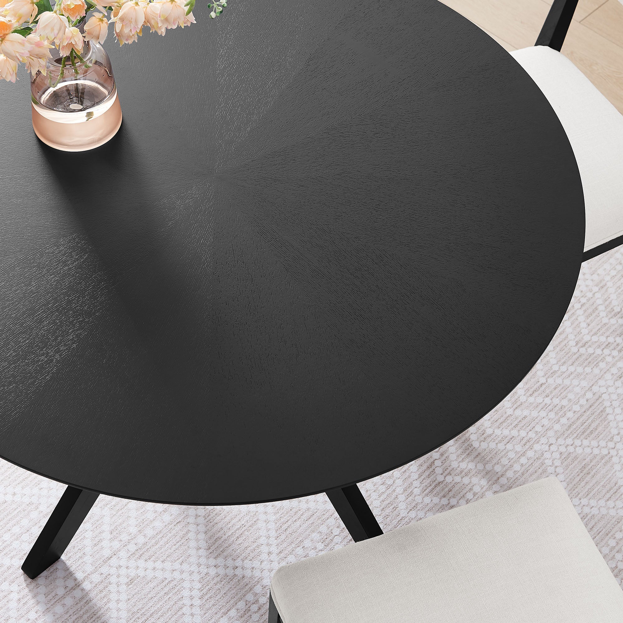 Crossroads 47" Round Wood Dining Table, Black