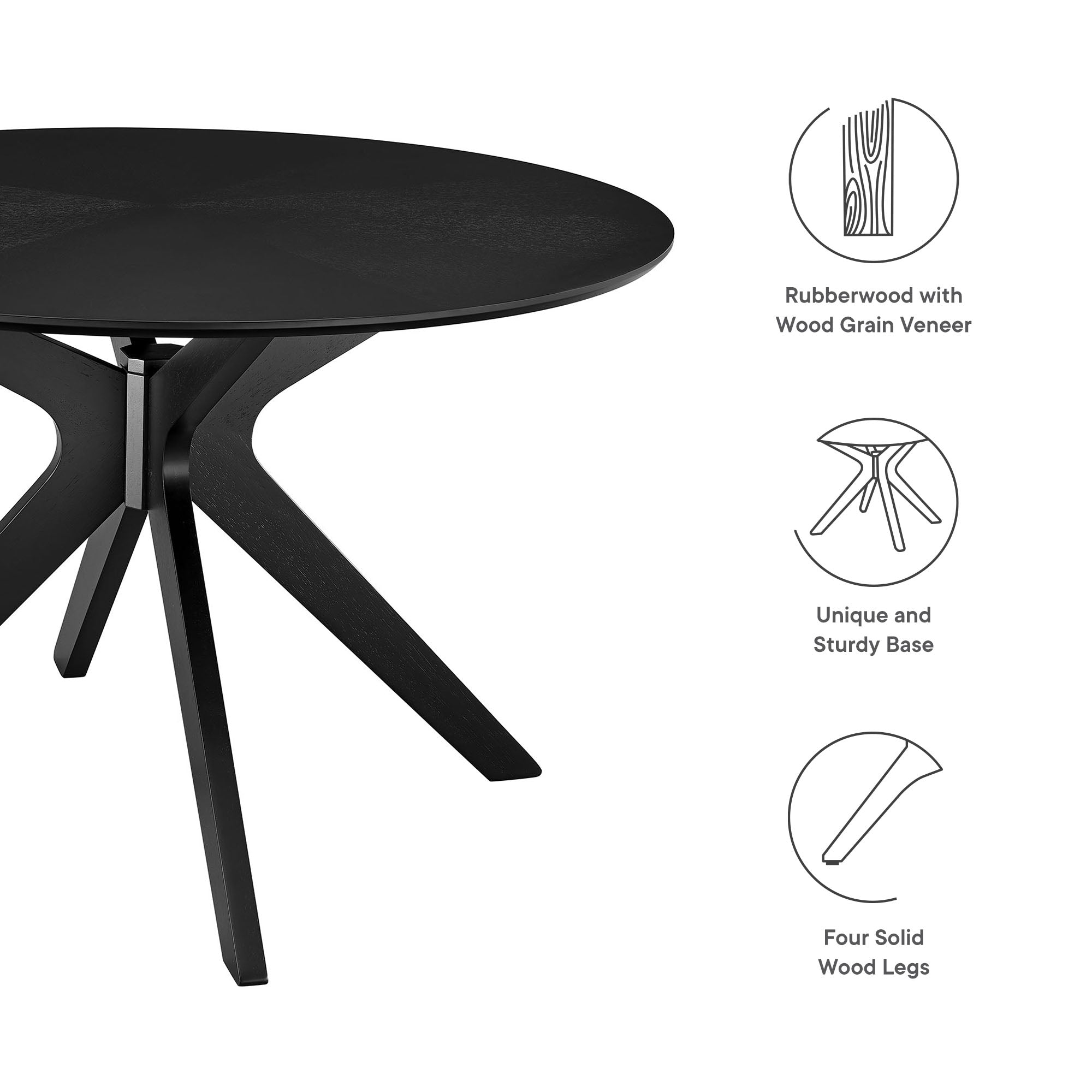 Crossroads 47" Round Wood Dining Table, Black