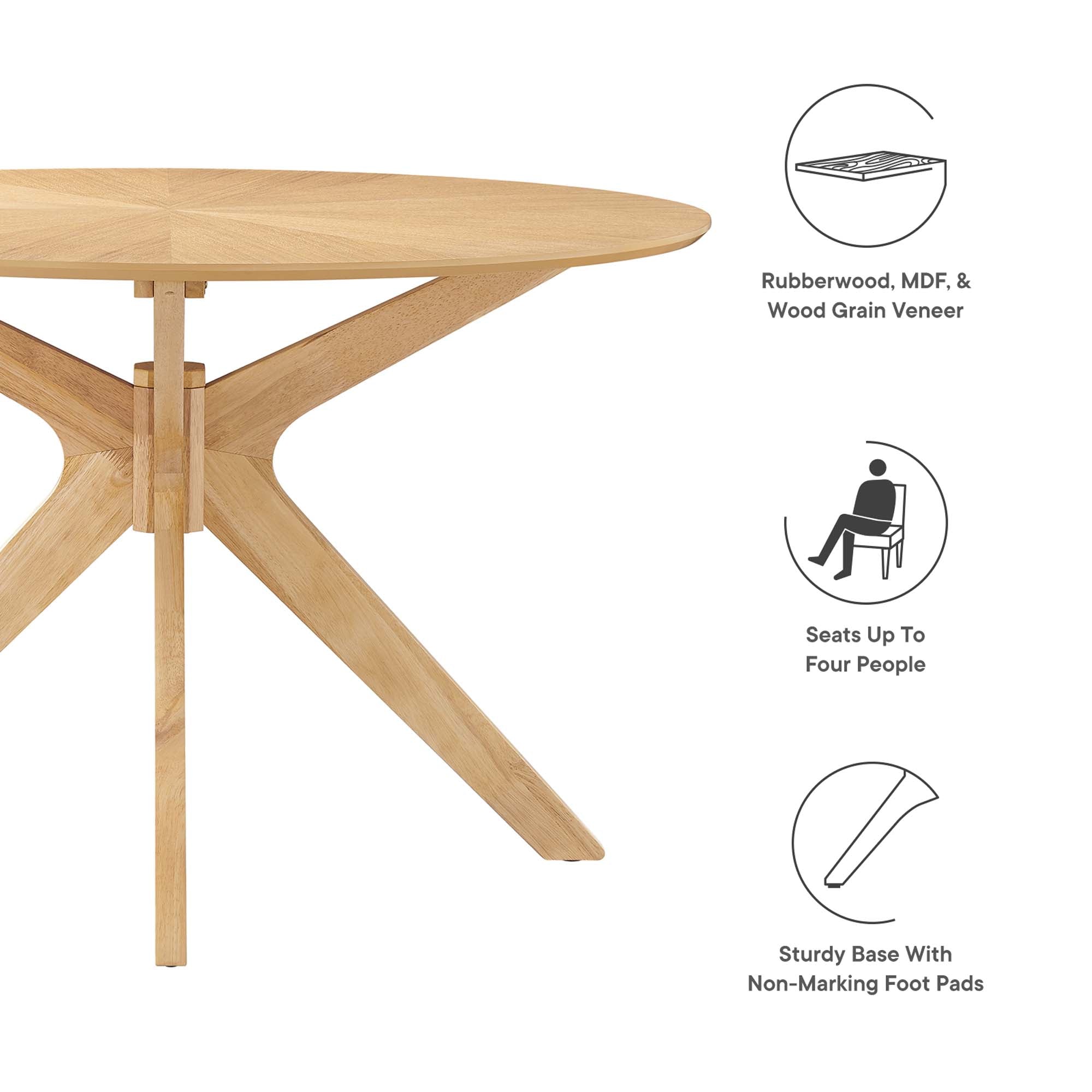 Crossroads 47" Round Wood Dining Table, Oak