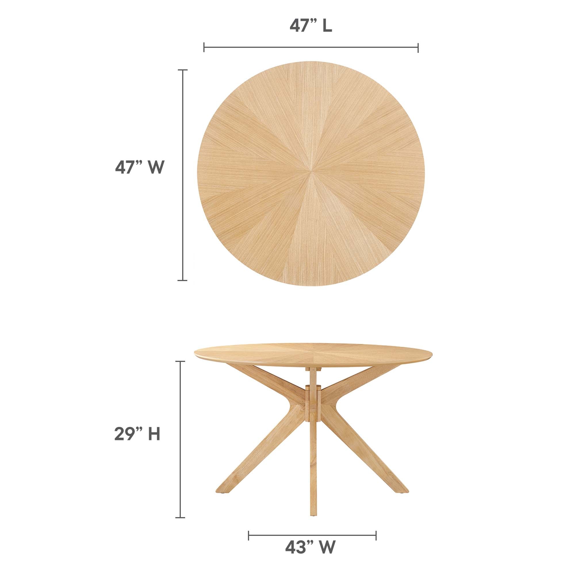 Crossroads 47" Round Wood Dining Table, Oak