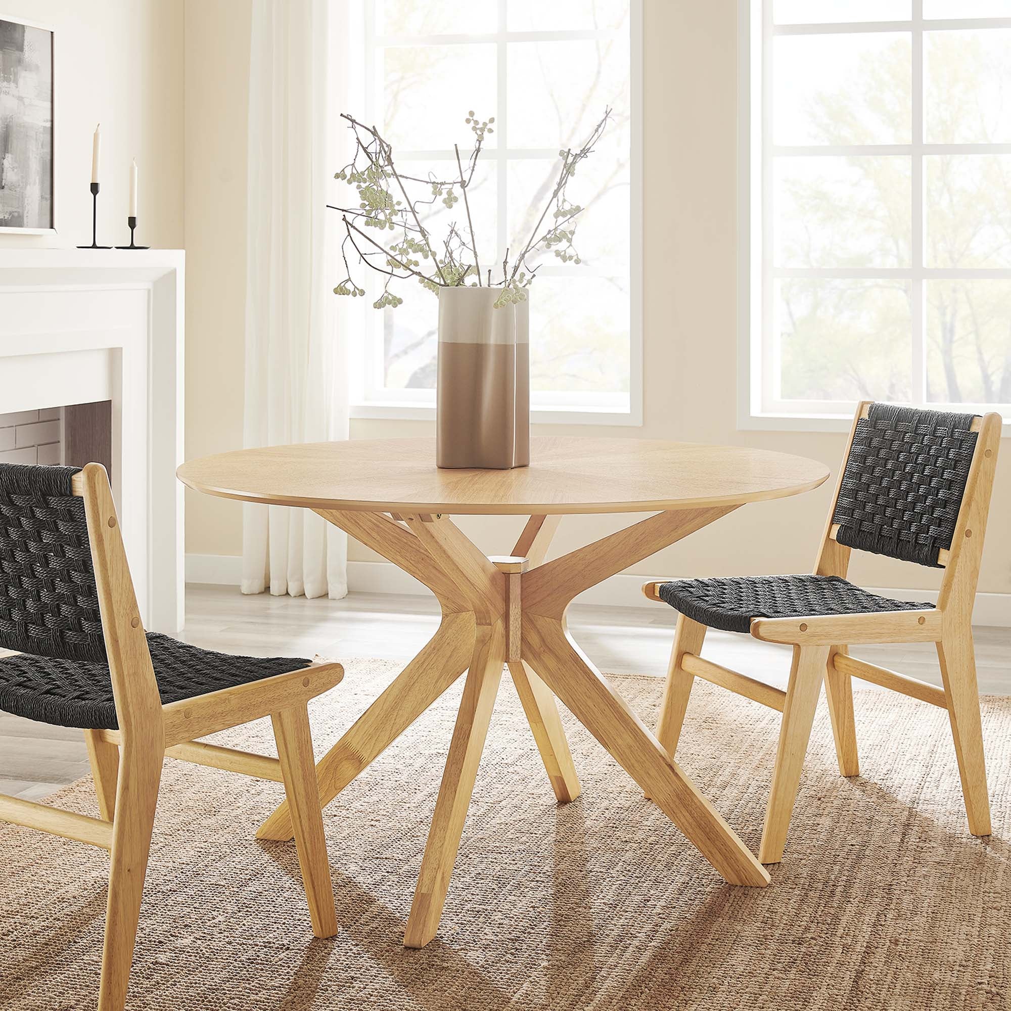 Crossroads 47" Round Wood Dining Table, Oak