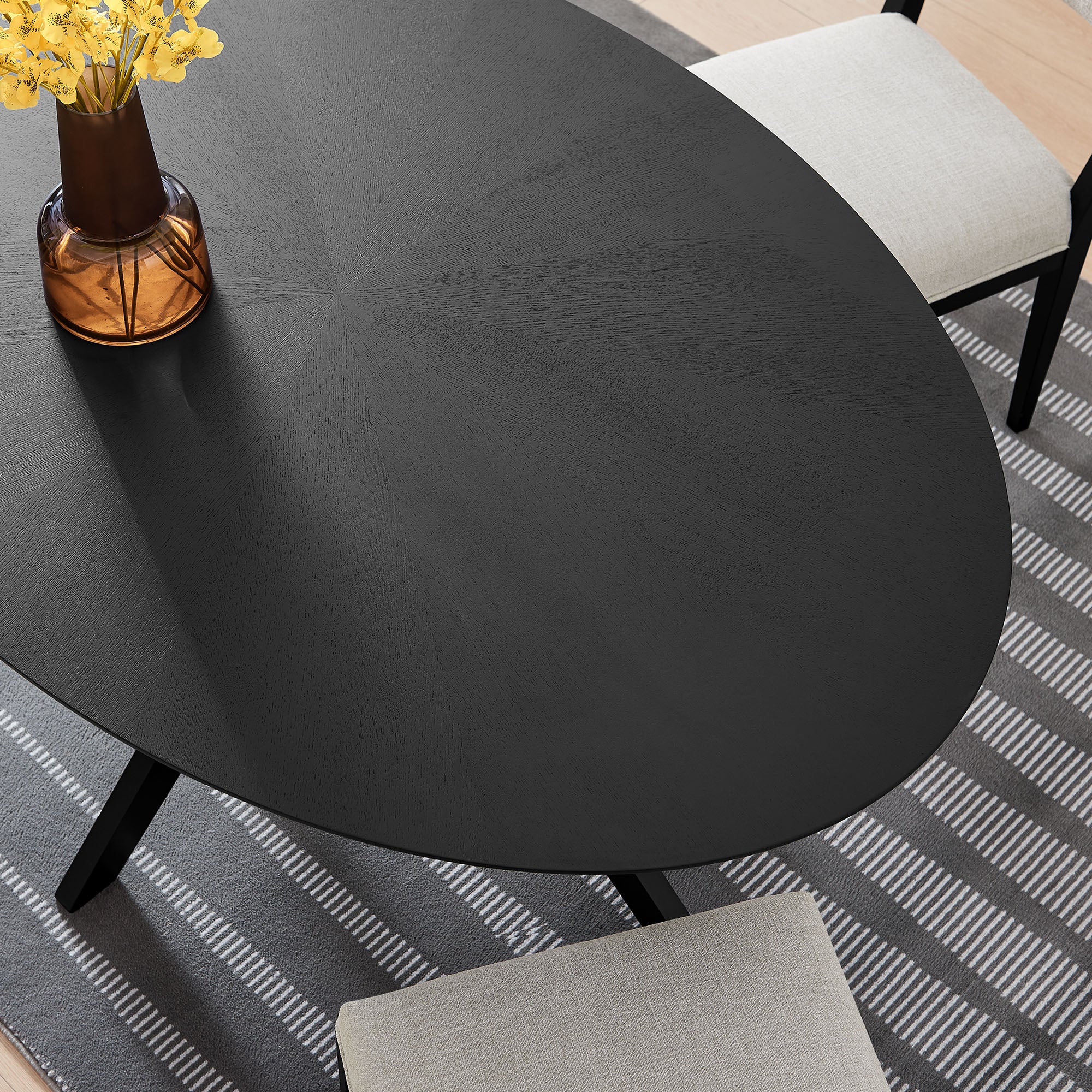 Crossroads 63" Oval Wood Dining Table, Black