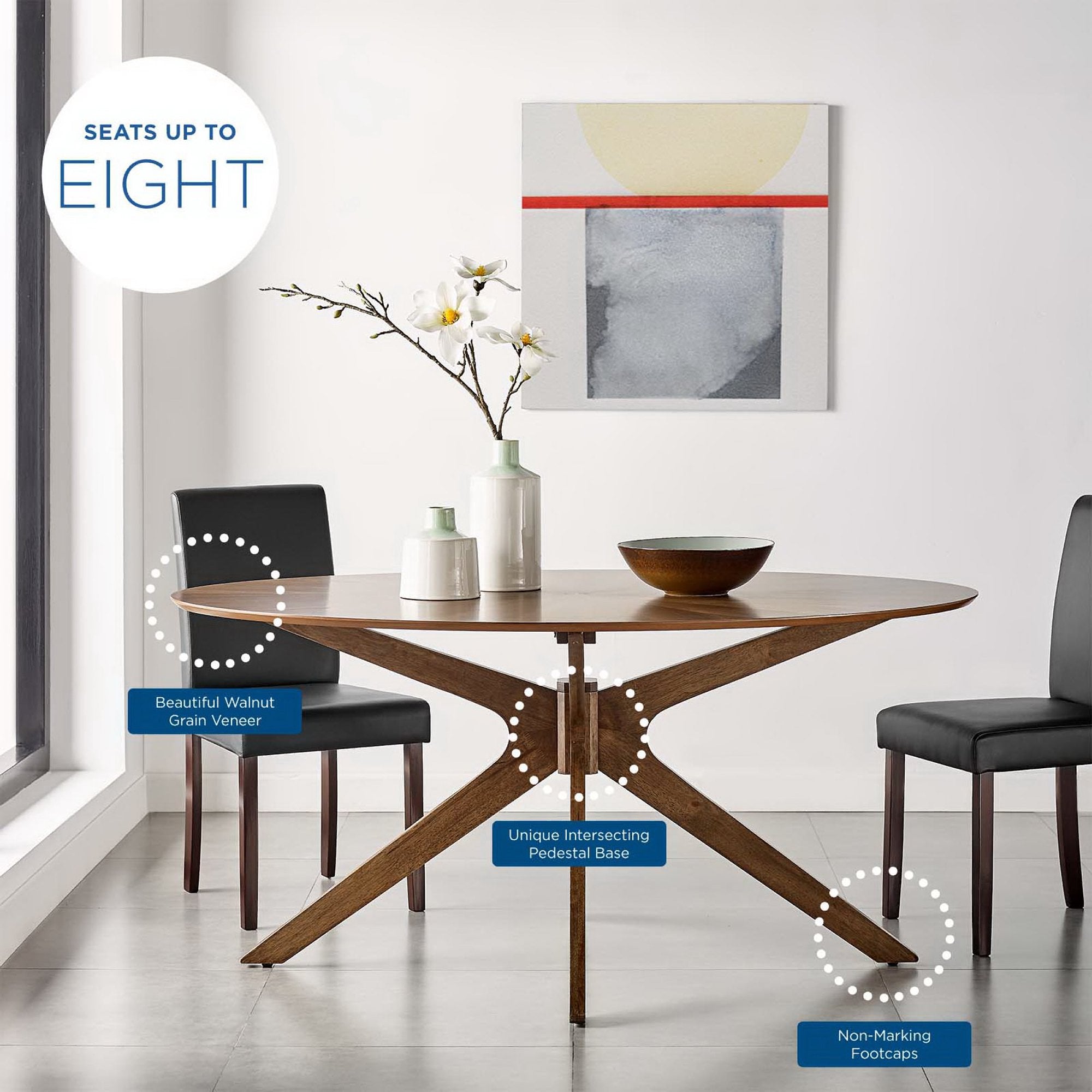 Crossroads 63" Oval Wood Dining Table, Walnut