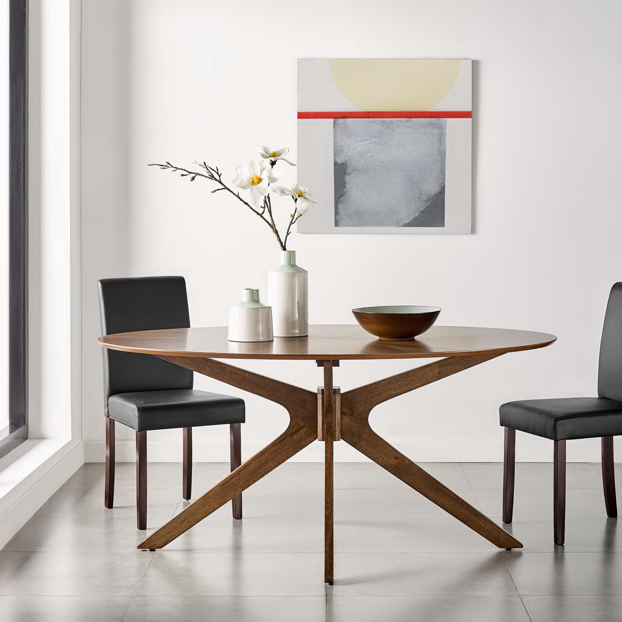 Crossroads 63" Oval Wood Dining Table, Walnut