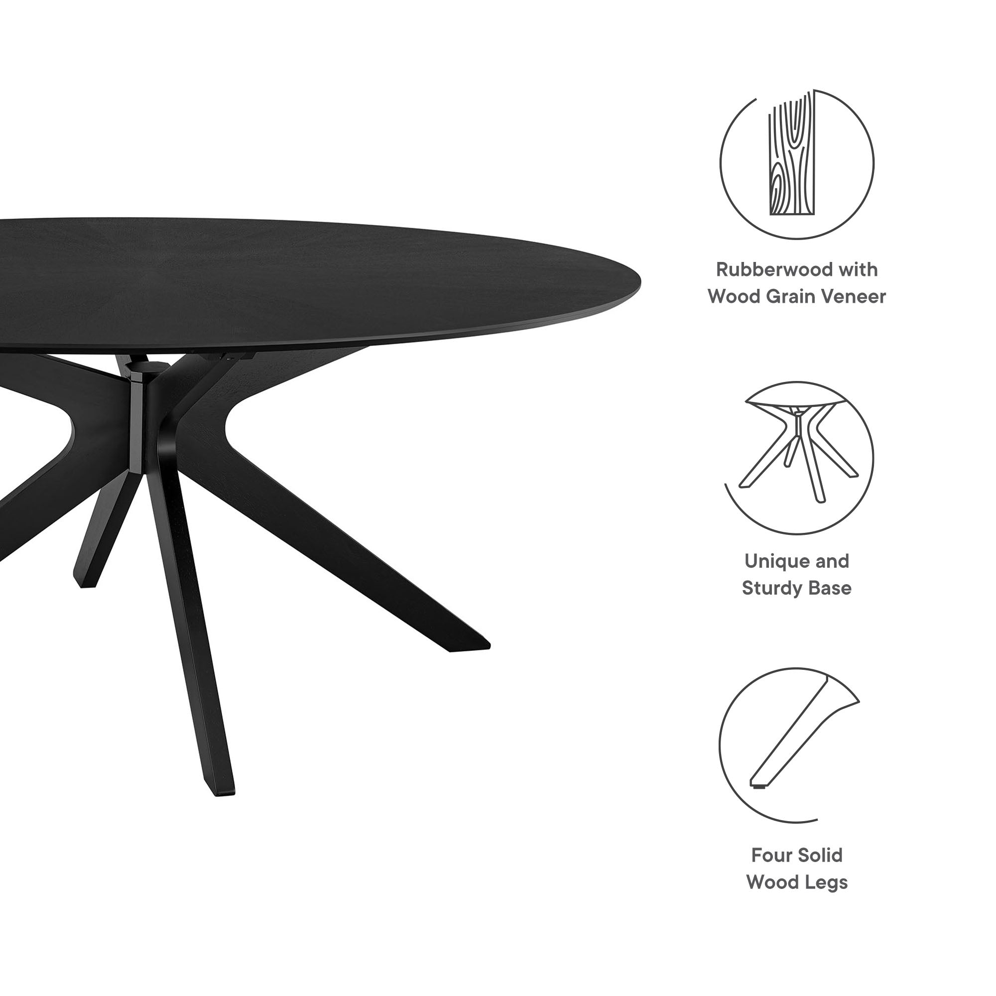 Crossroads 71" Oval Wood Dining Table, Black