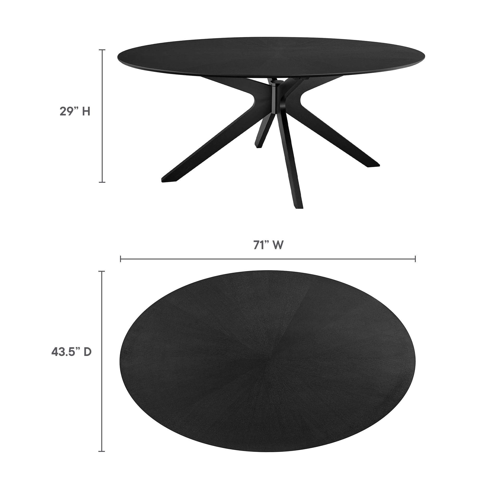 Crossroads 71" Oval Wood Dining Table, Black