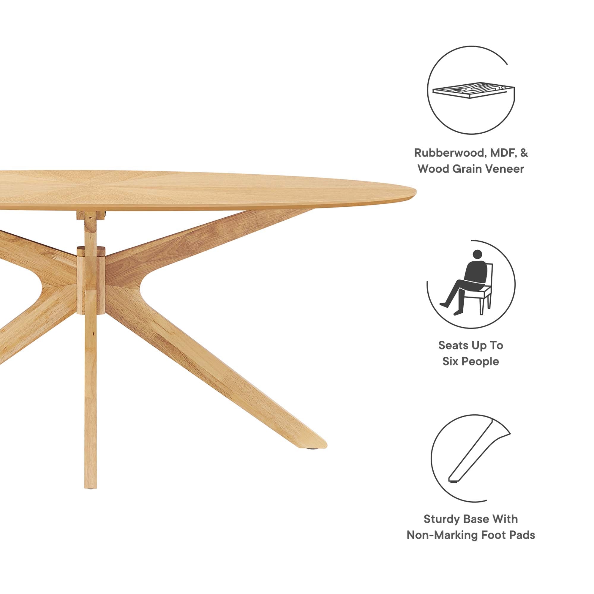 Crossroads 71" Oval Wood Dining Table, Oak