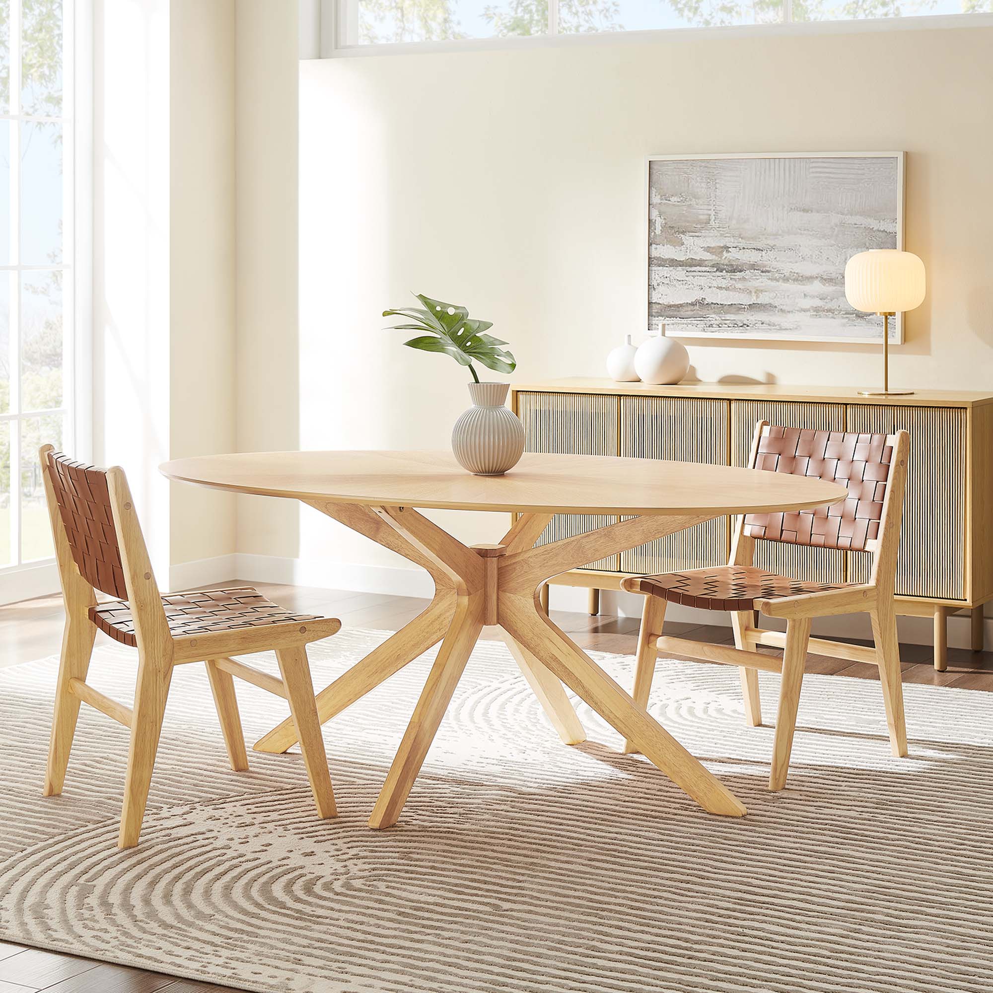 Crossroads 71" Oval Wood Dining Table, Oak