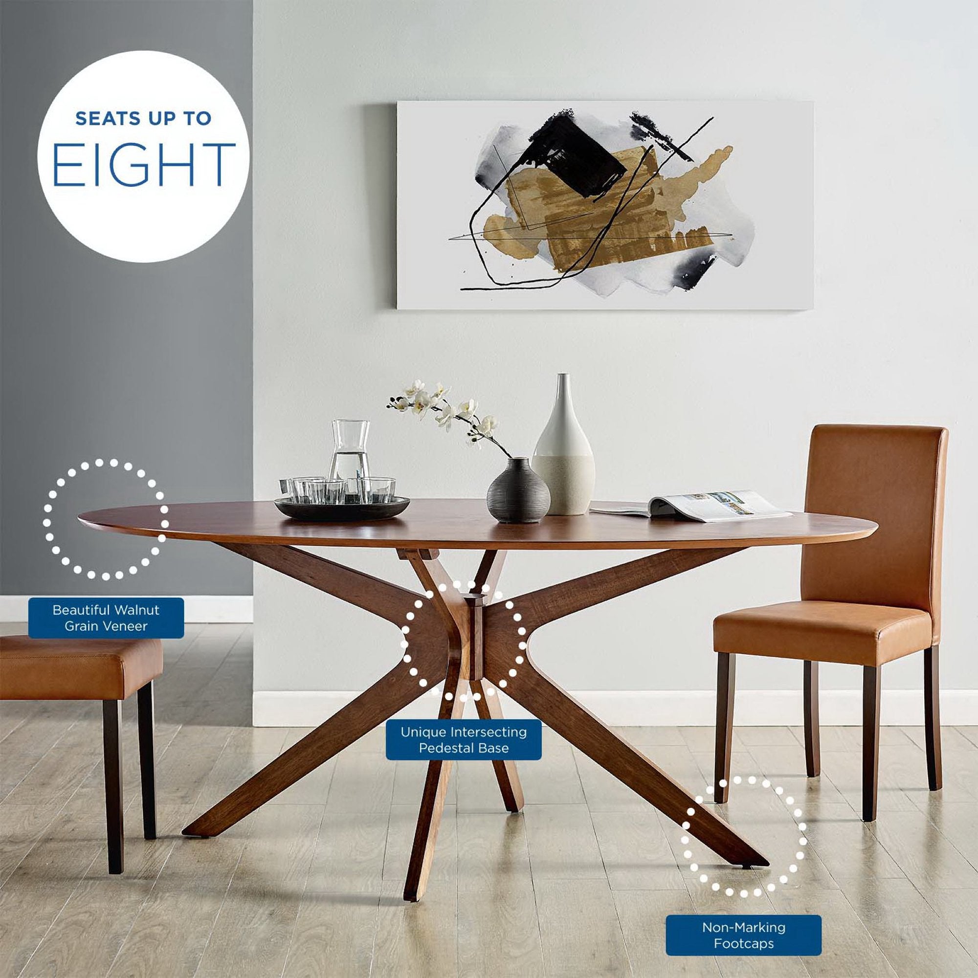 Crossroads 71" Oval Wood Dining Table, Walnut