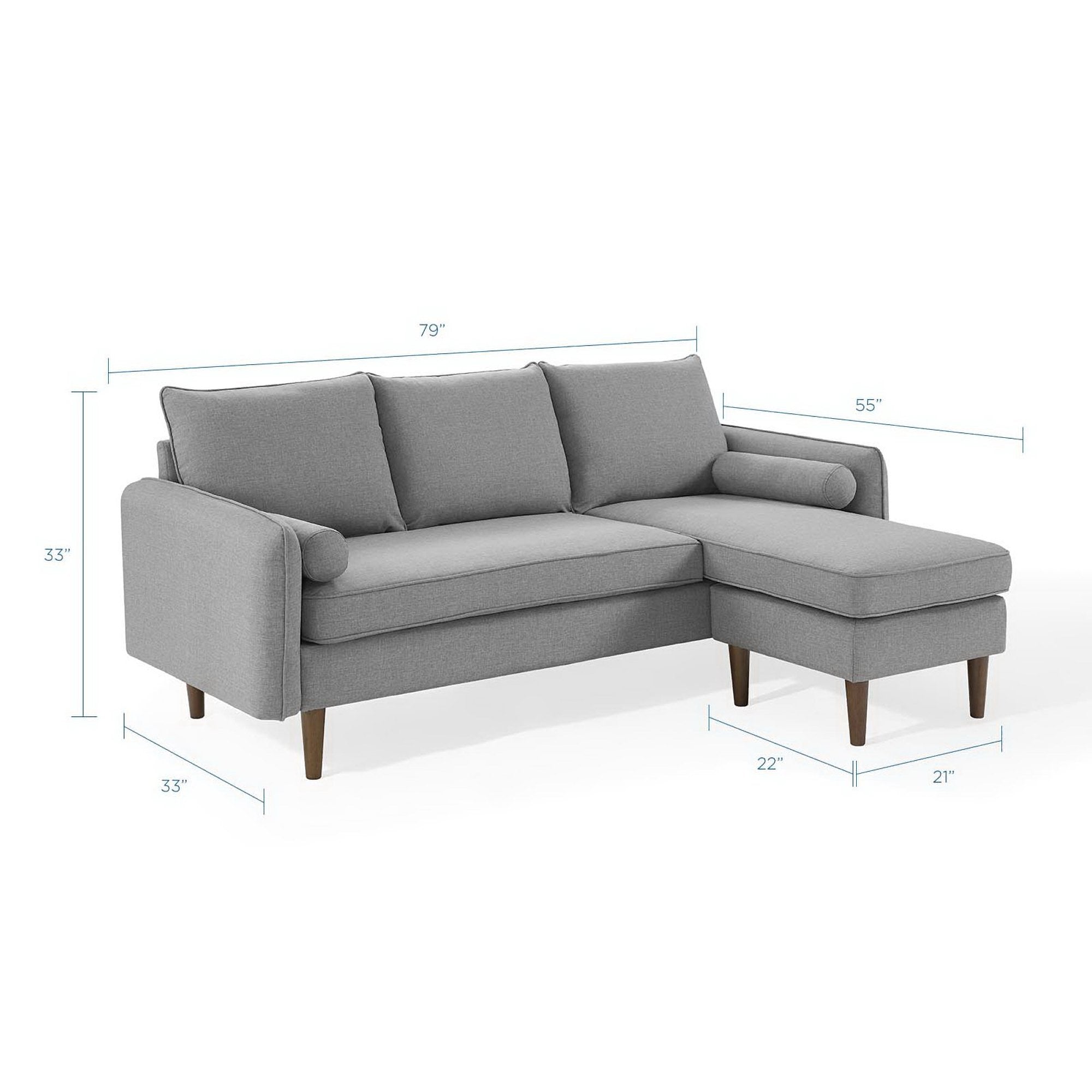 Revive Upholstered Right or Left Sectional Sofa, Light Gray