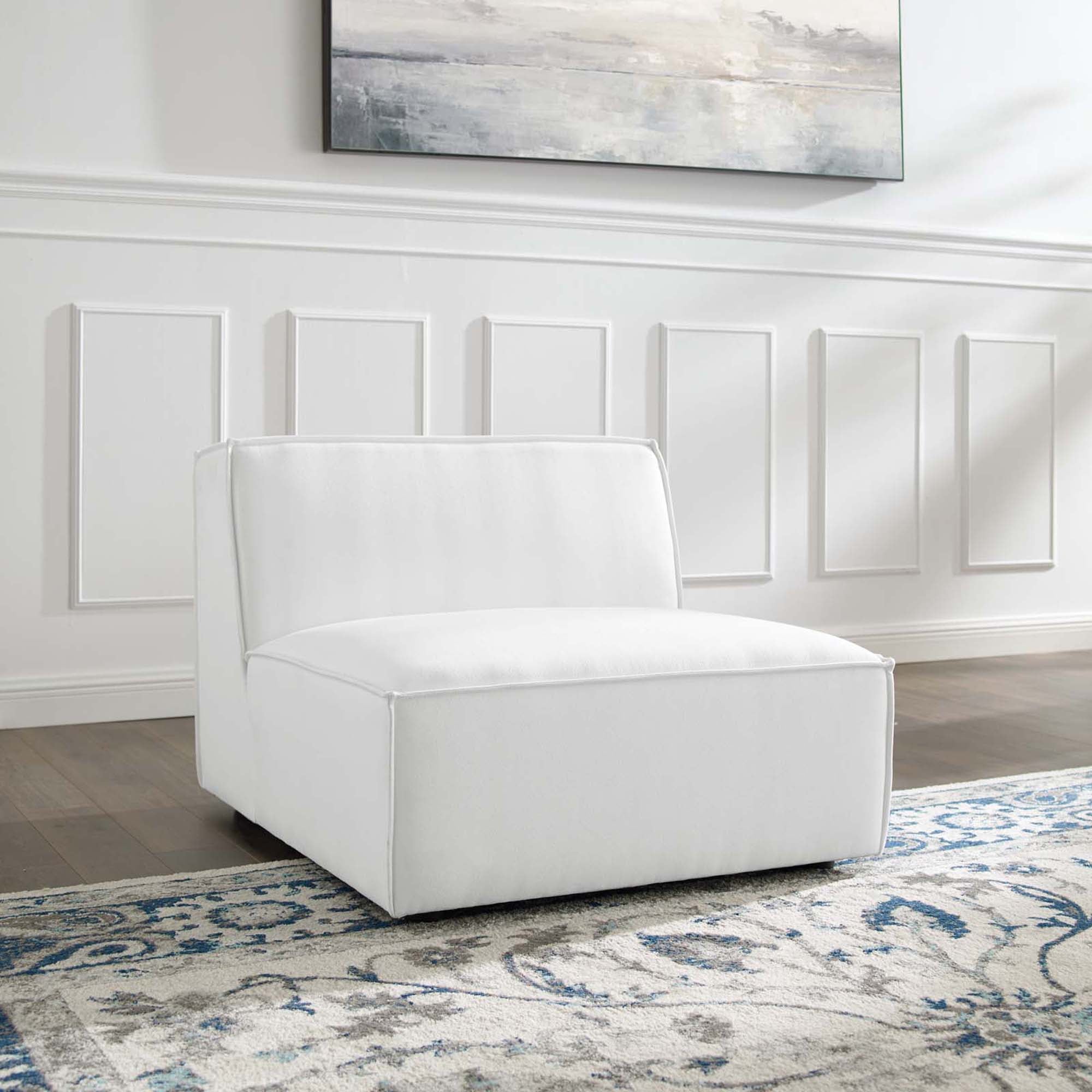 Restore Sectional Sofa Armless Chair, White