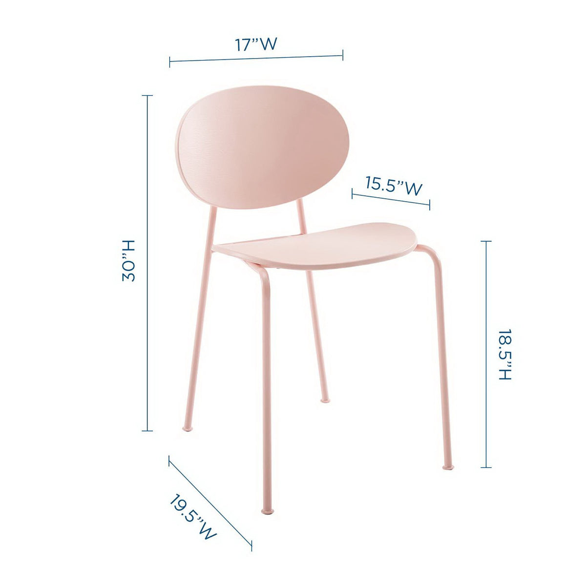 Palette Dining Side Chair Set of 2, Pink